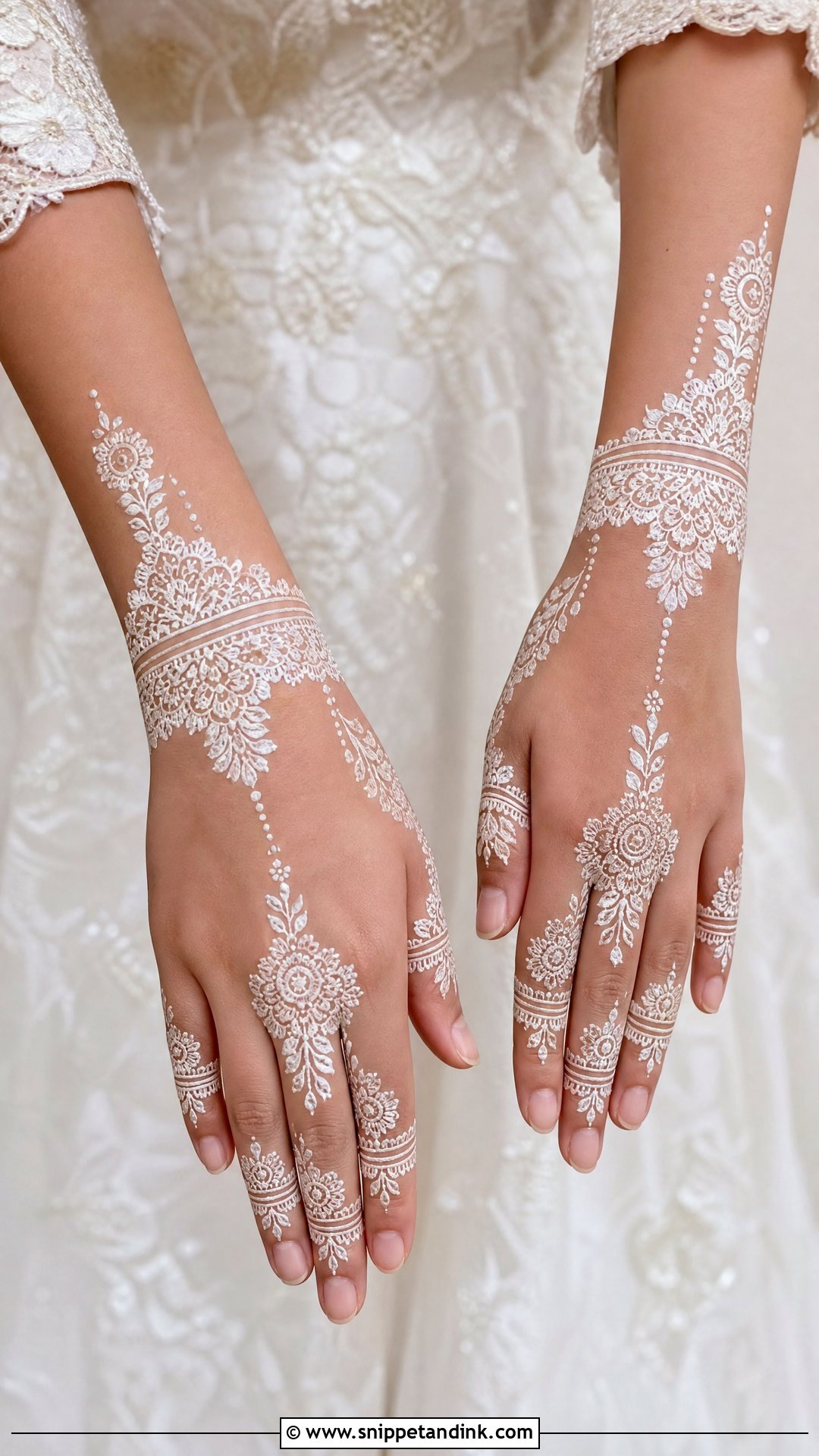 White Nikkah Mehndi Design - Snippet and Ink - 20 Mehndi Designs for Nikkah Bride