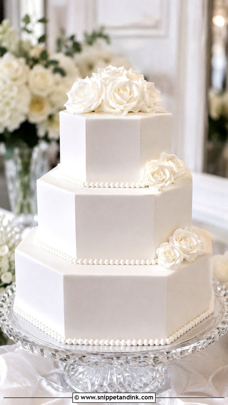 White Octagon Wedding Cake - Snippet and Ink - 20 Octagon Wedding Cake Ideas