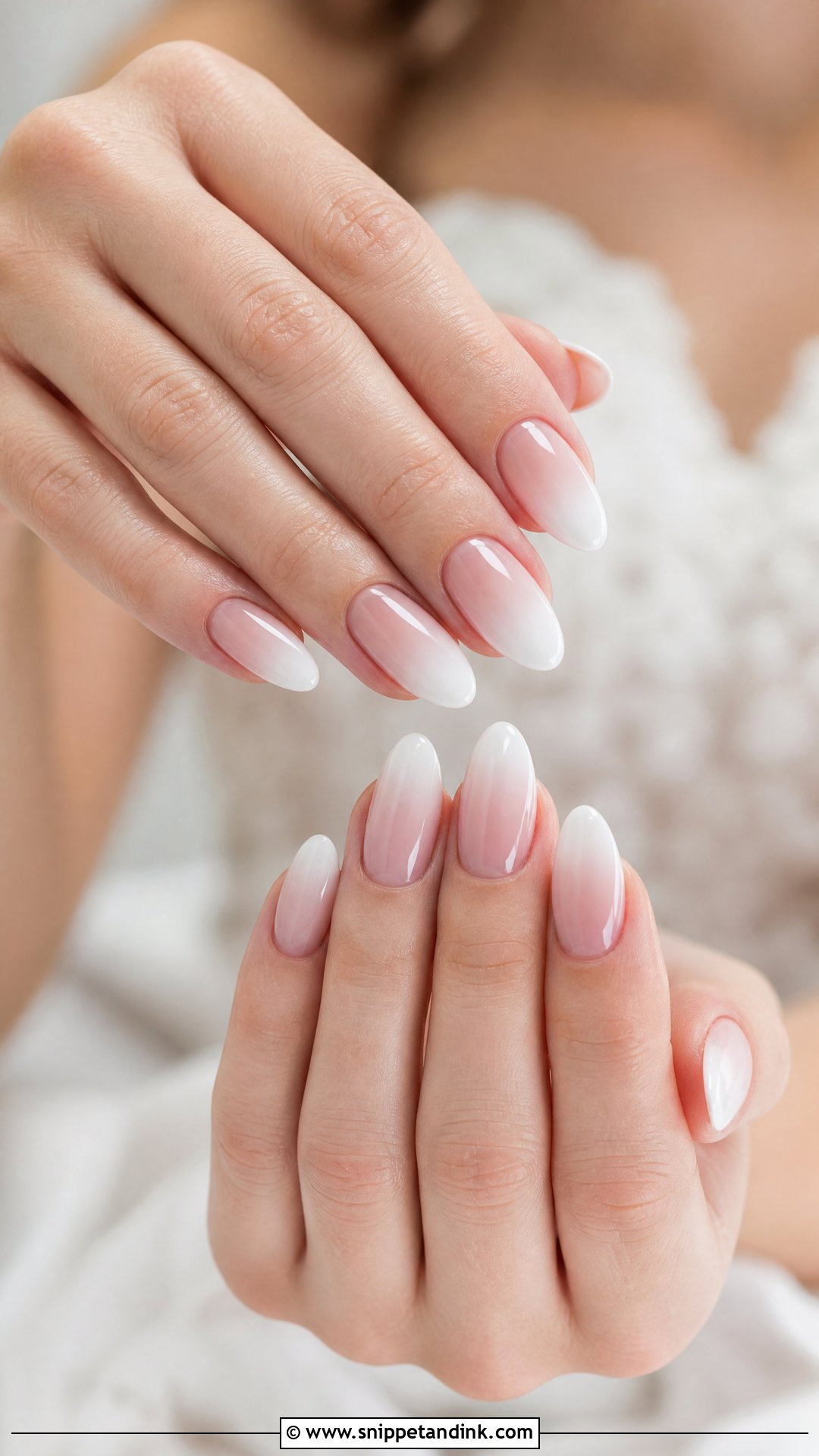 White Ombre Bridal Nails - Snippet and Ink - 25 Wedding Nail Art for Bride Ideas