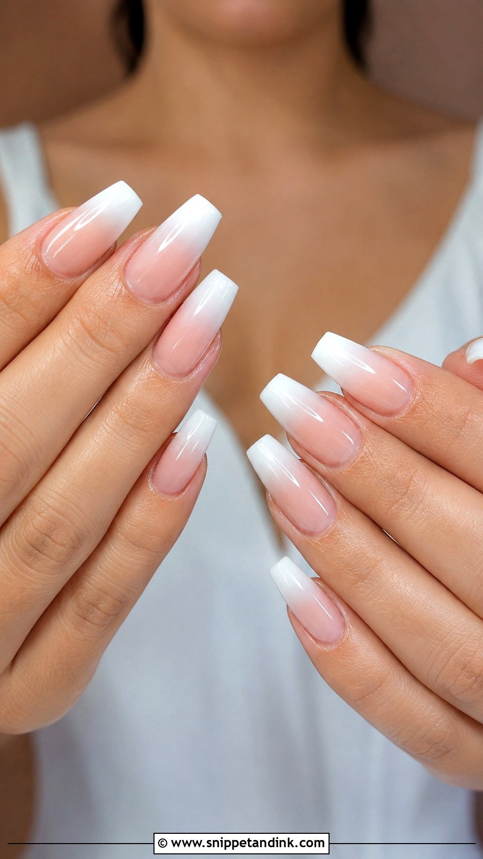White Ombre Bridal Nails - Snippet and Ink - 20 Nails for Bride Wedding Day 2025