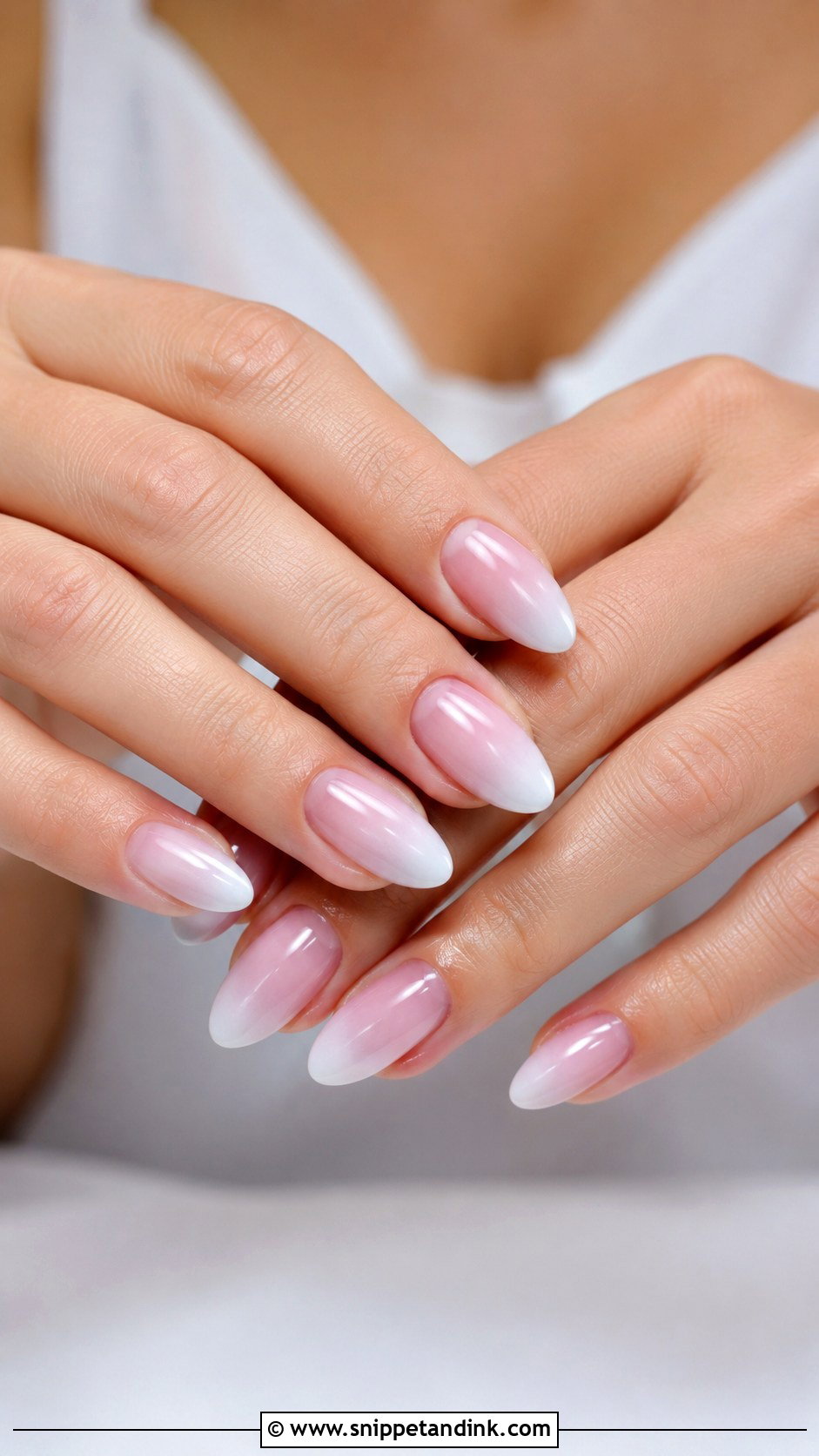 White Ombre Engagement Bride Nails - Snippet and Ink - 20 Nails for Engagement Bride
