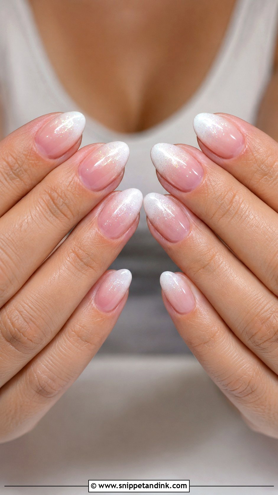White Ombre Glitter Wedding Nails - Snippet and Ink - 20 Classy Bridal Sparkle Wedding Nails for Bride