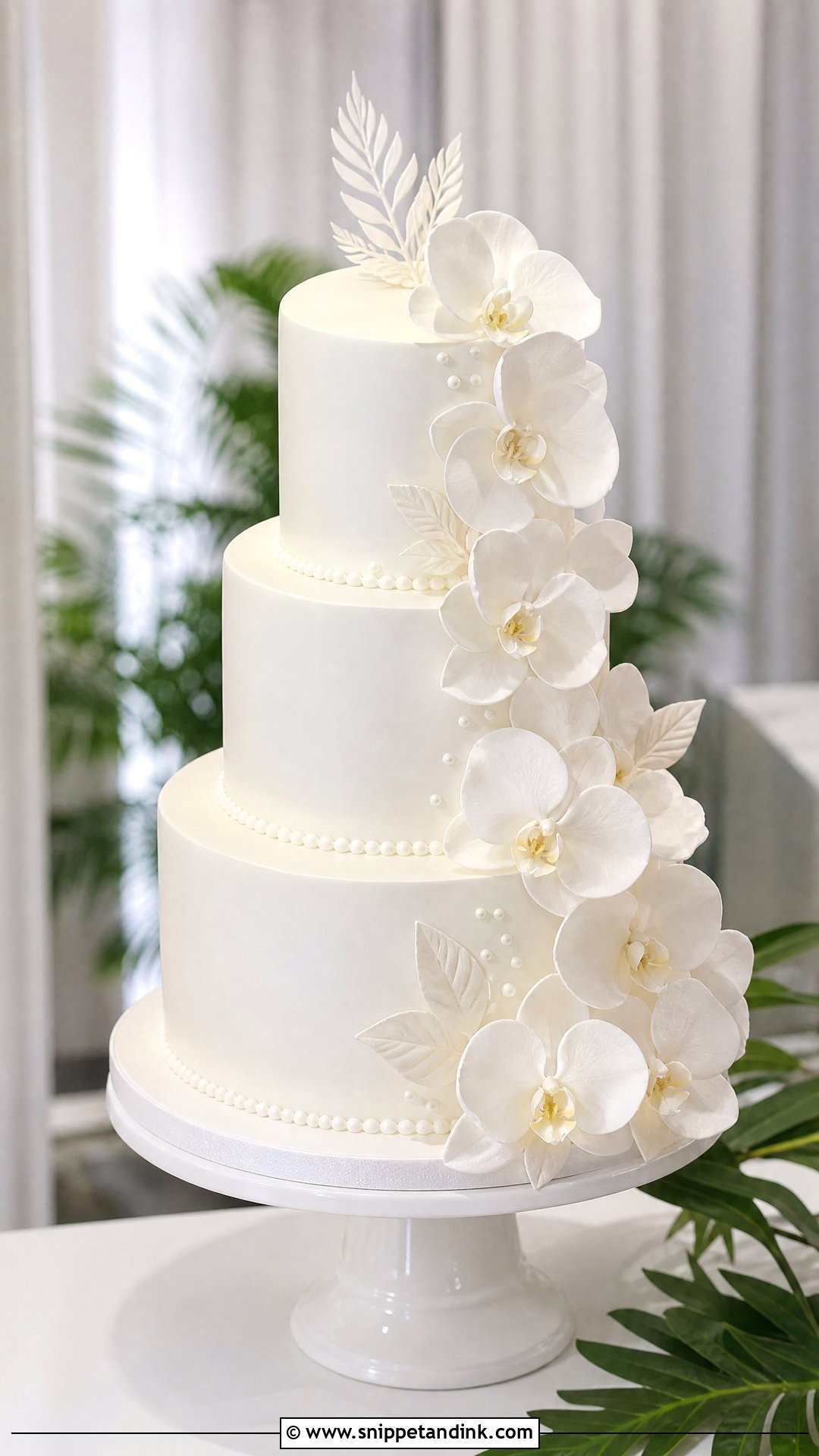 White Orchid Wedding Cake - Snippet and Ink - 25 White Wedding Cake Ideas