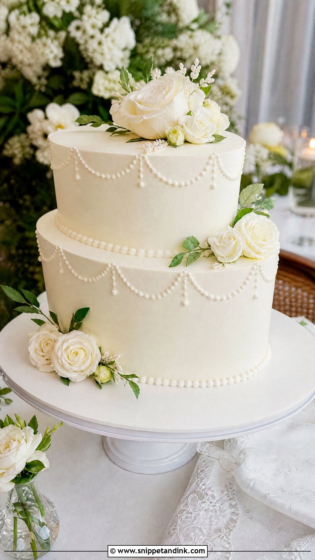 White Oval Wedding Cake - Snippet and Ink - 25 White Wedding Cake Ideas