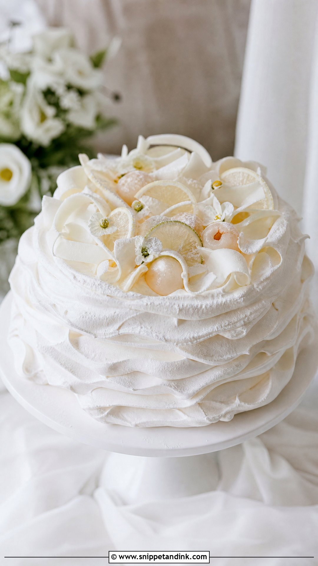 White Pavlova Wedding Cake - Snippet and Ink - 20 Pavlova Wedding Cake Ideas