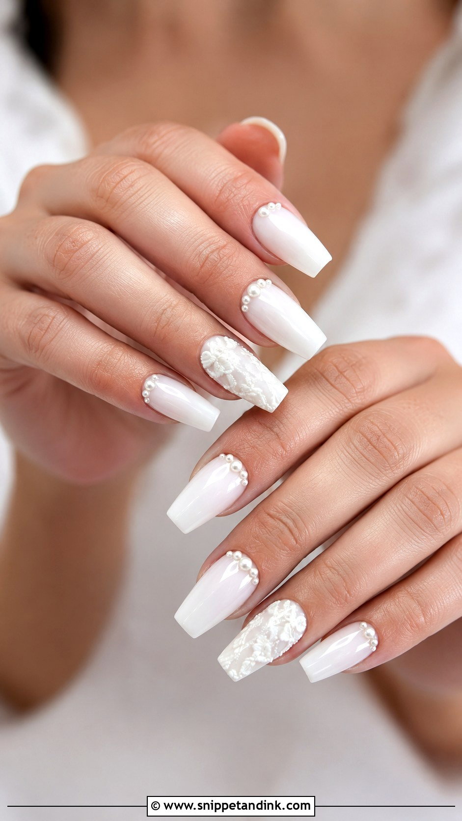 White Pearl Bridal Nails - Snippet and Ink - 20 White Bridal Wedding Nails