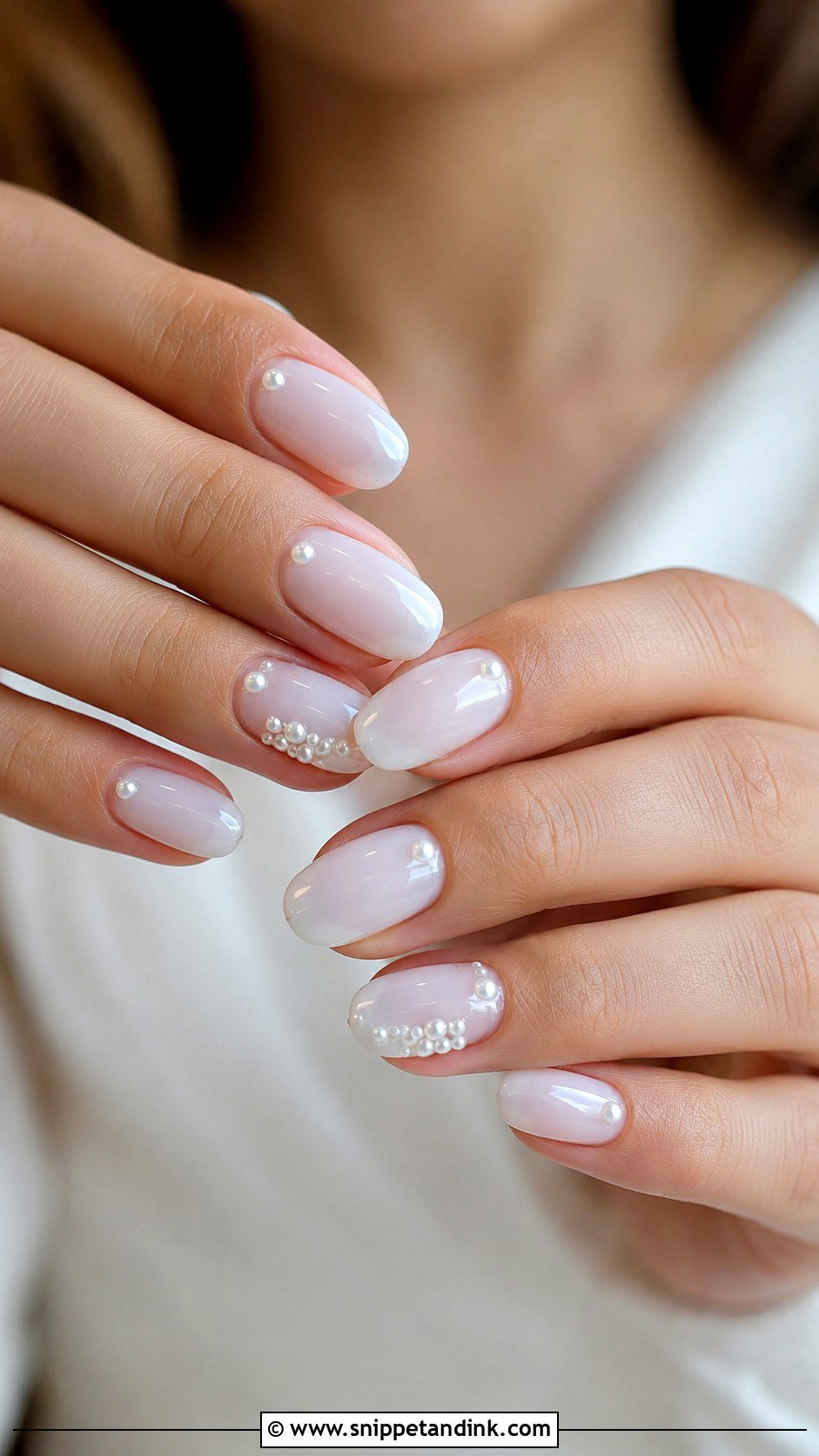 White Pearl Bridal Nails - Snippet and Ink - 20 White Nails for the Bride Wedding