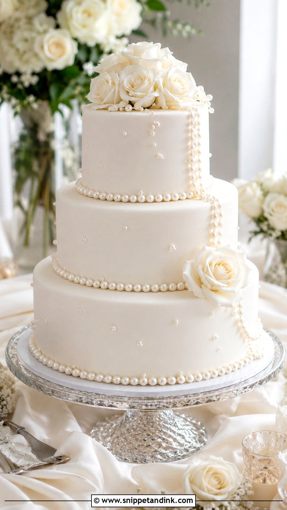 White Pearl Wedding Cake - Snippet and Ink - 20 Cakes with Pearls for Wedding