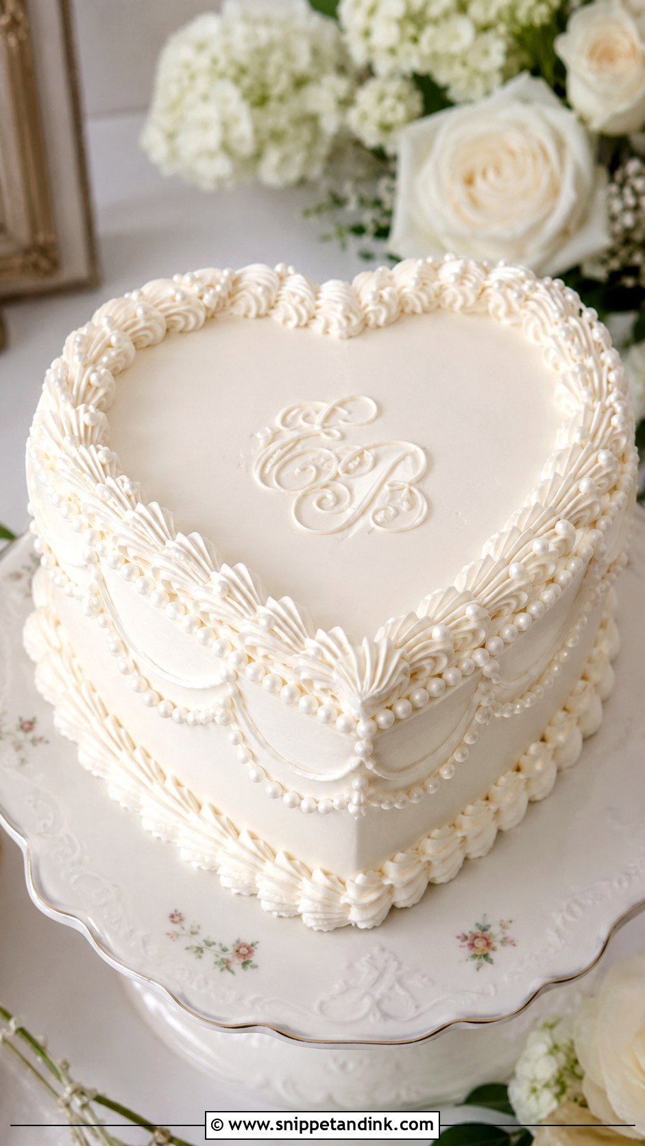 White Retro Heart Wedding Cake - Snippet and Ink - 30 Retro Heart Wedding Cake Ideas