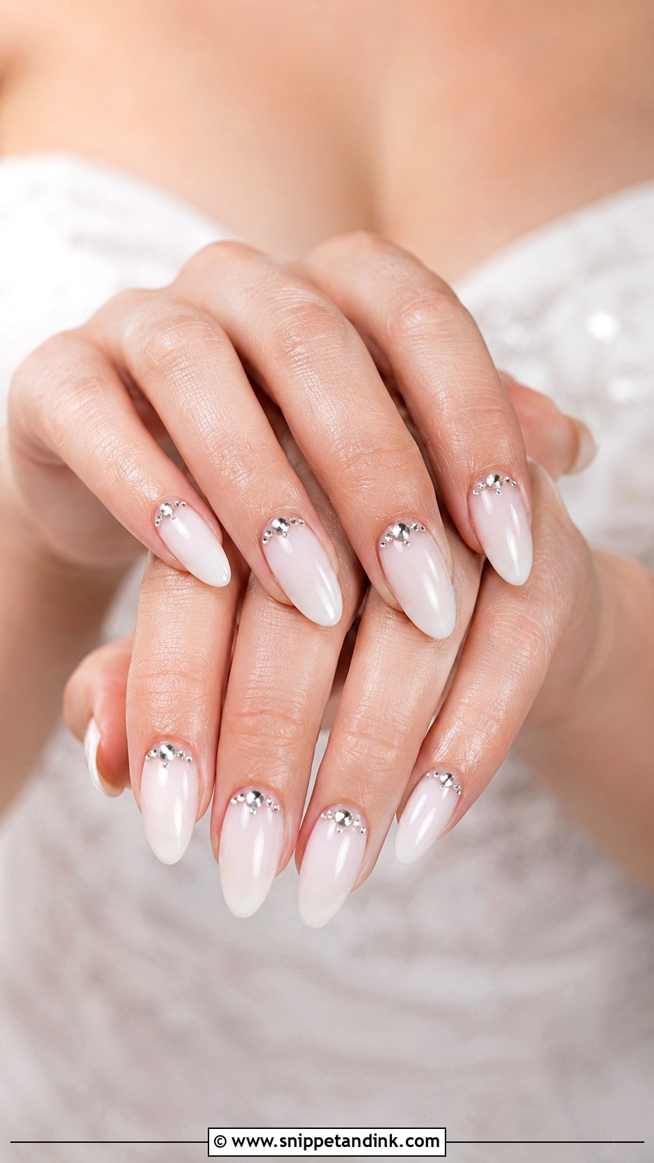 White Rhinestone Wedding Nails - Snippet and Ink - 20 White Wedding Nails Brides
