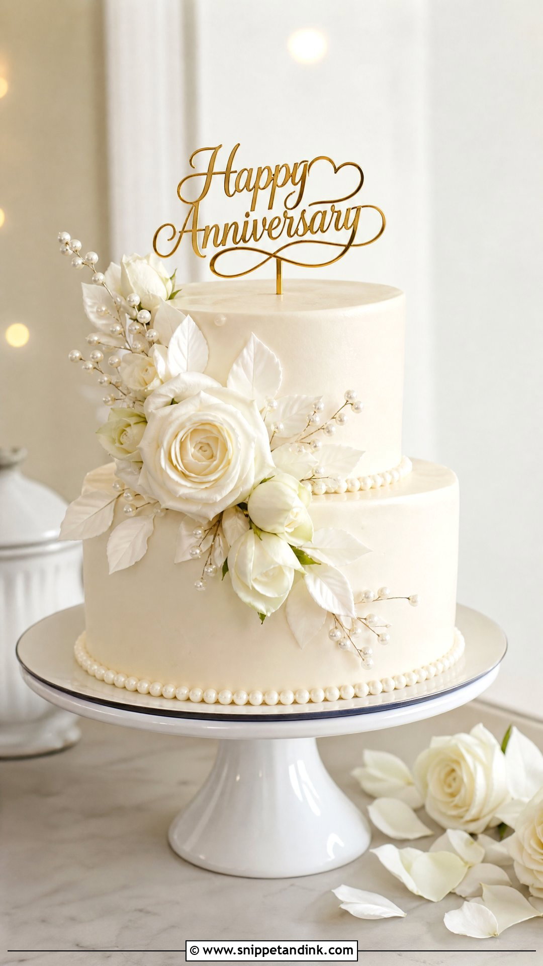 White Rose Anniversary Cake - Snippet and Ink - 25 Unique Wedding Anniversary Cake Ideas