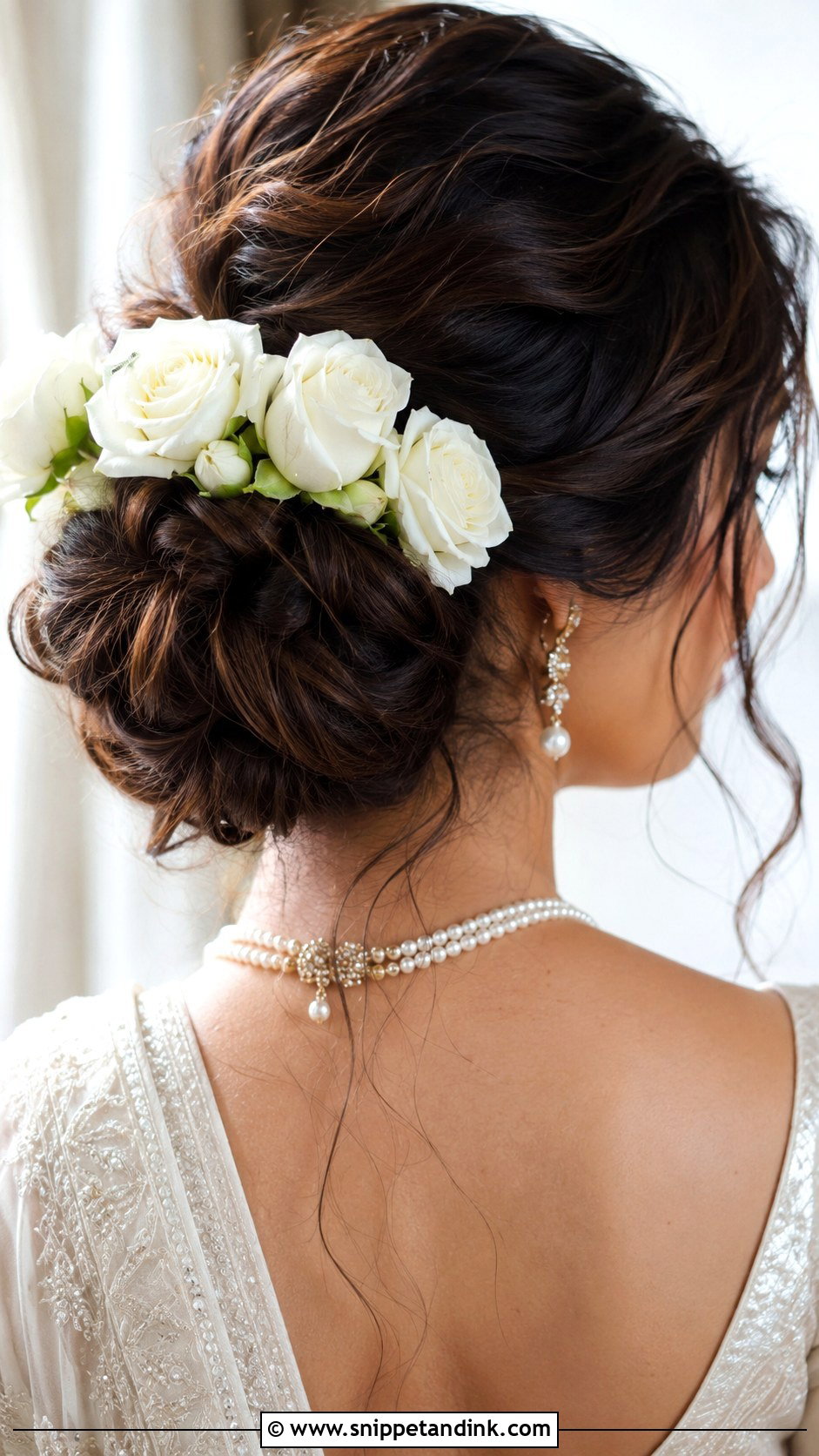 White Rose Bridal Hairstyle - Snippet and Ink - 20 Indian Bridal Flowers for Hair