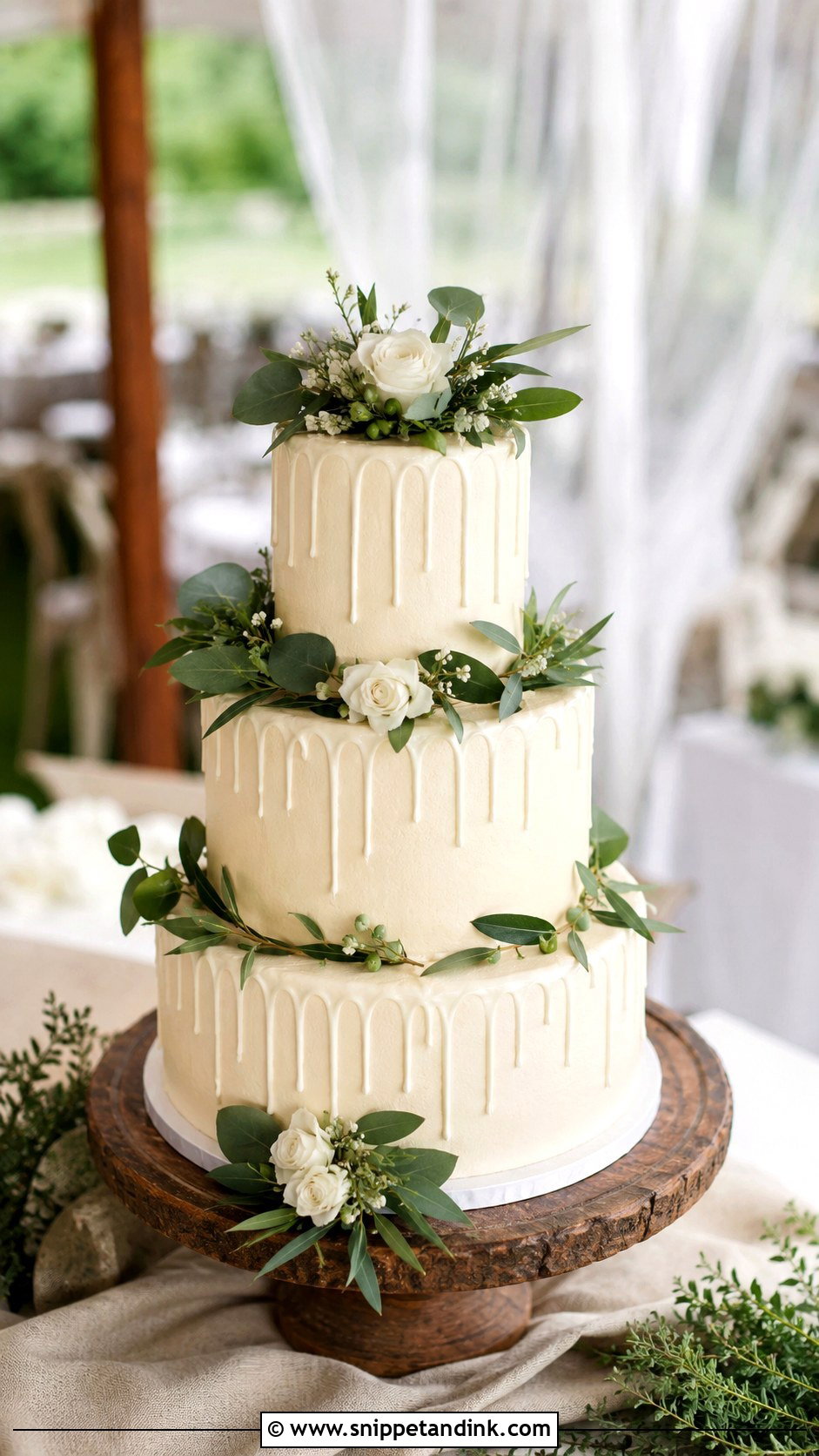 White Rose Greenery Wedding Cake - Snippet and Ink - 25 Rustic Greenery Wedding Cake Ideas