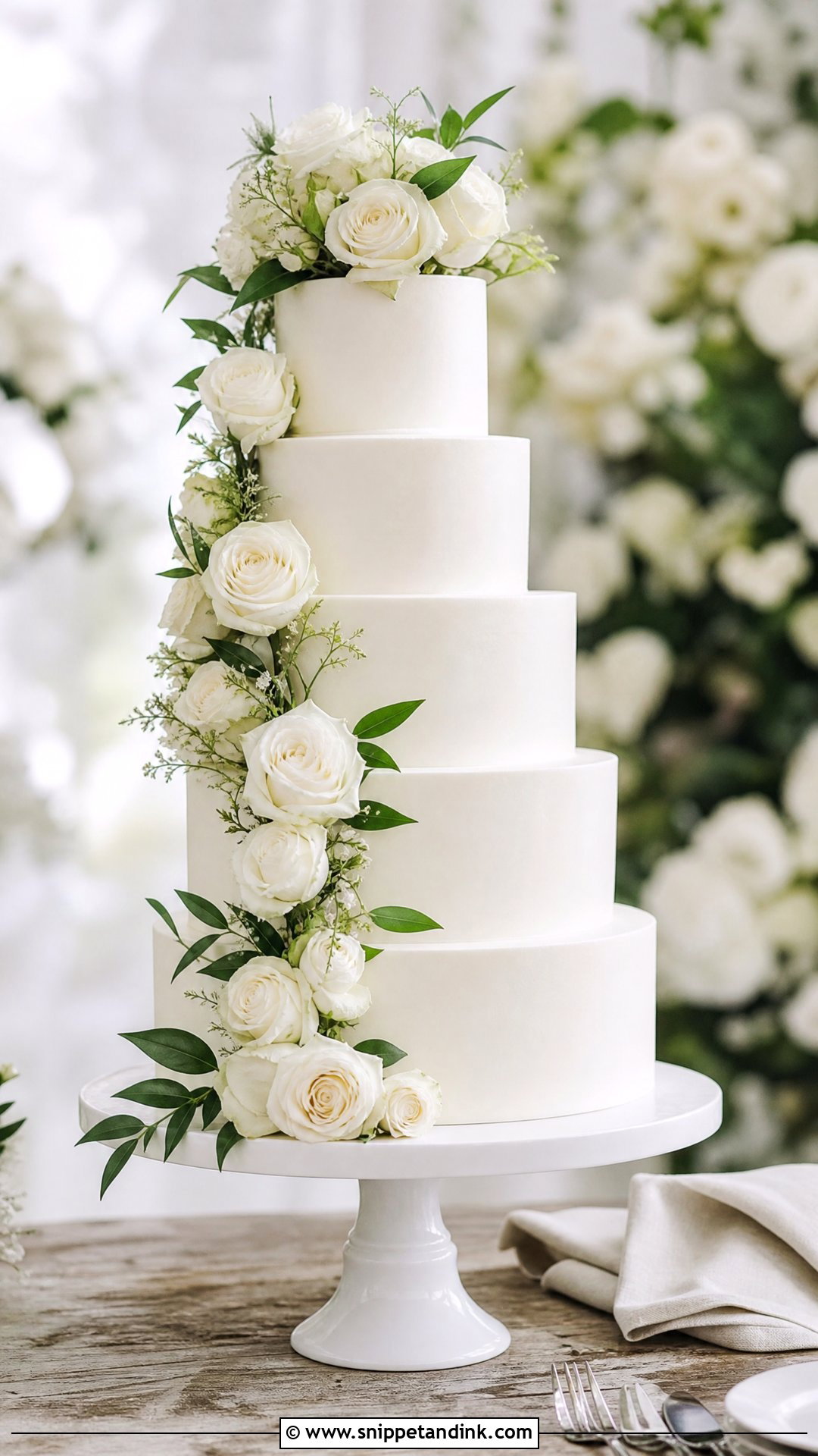 White Rose Wedding Cake - Snippet and Ink - 25 Luxury Wedding Cake Ideas