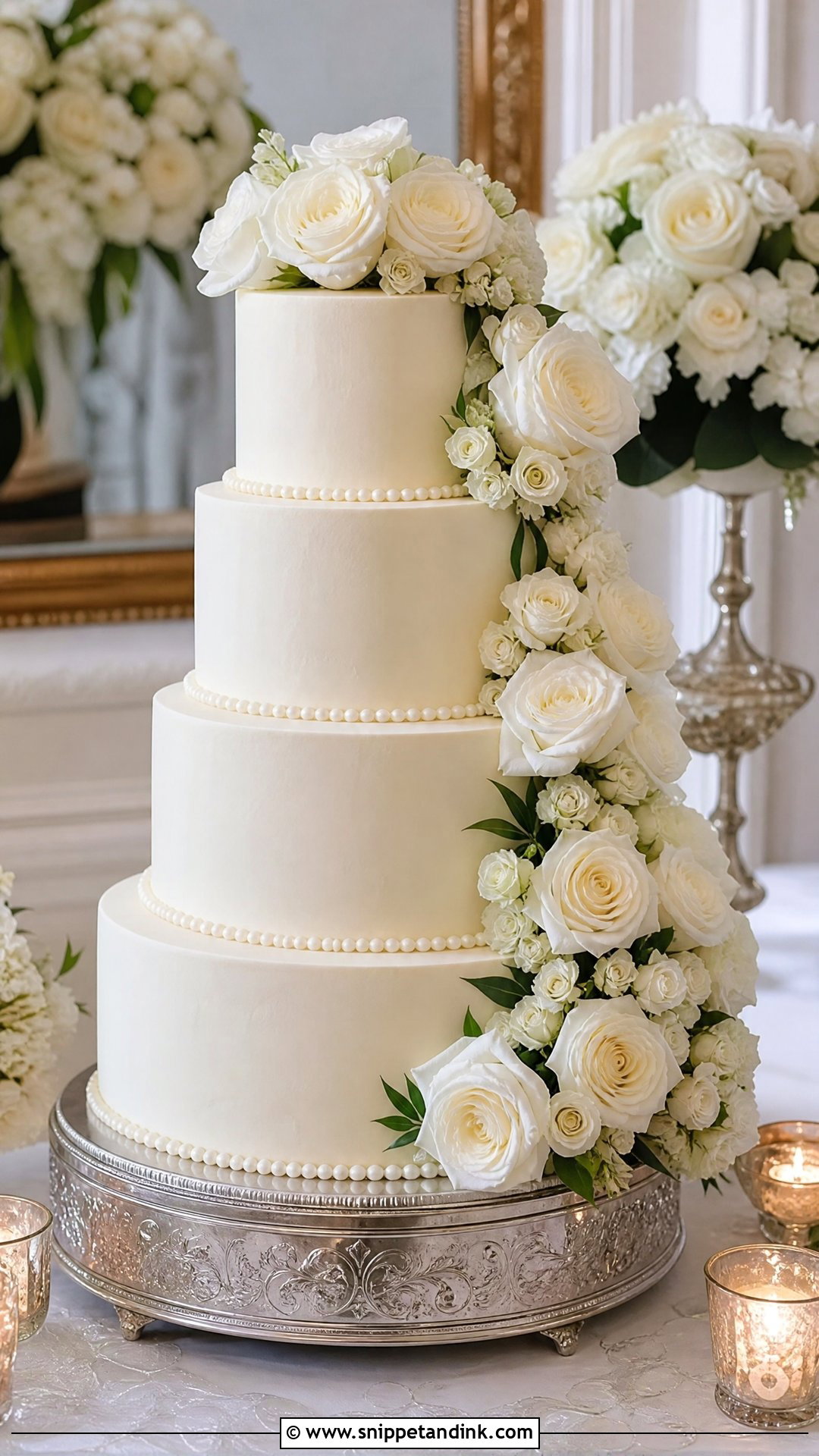 White Rose Wedding Cake - Snippet and Ink - 30 White Cakes for Wedding