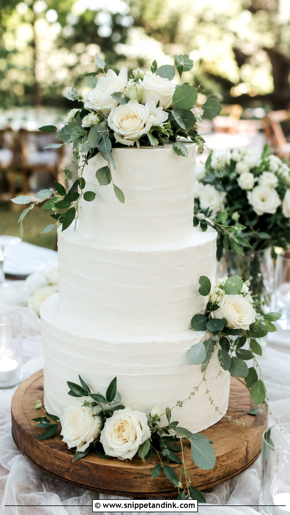White Rose Wedding Cake With Eucalyptus - Snippet and Ink - 20 White Roses Cake Ideas for Wedding