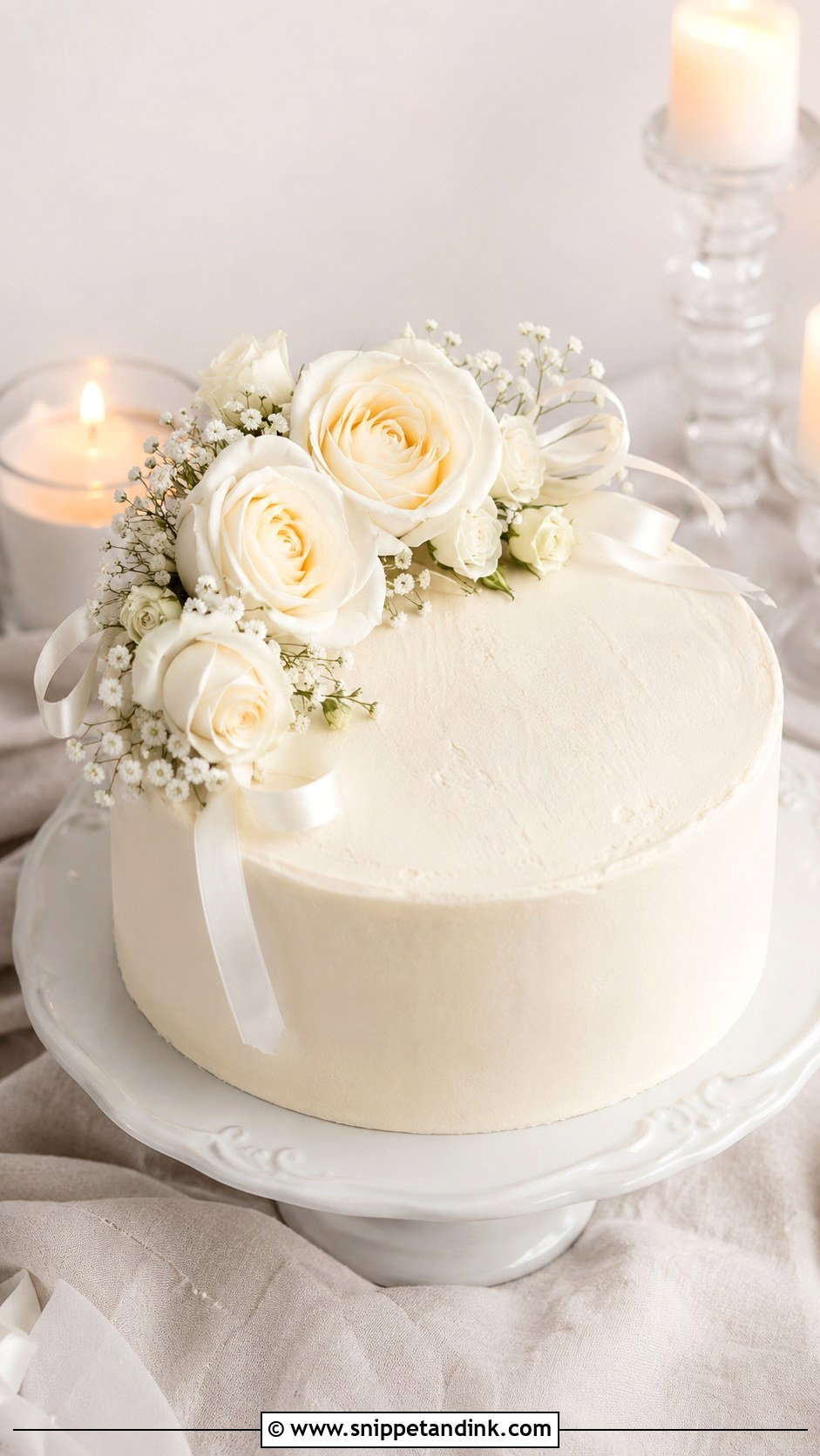 White Rose Wedding Cake With One Tier - Snippet and Ink - 20 White Roses Cake Ideas for Wedding
