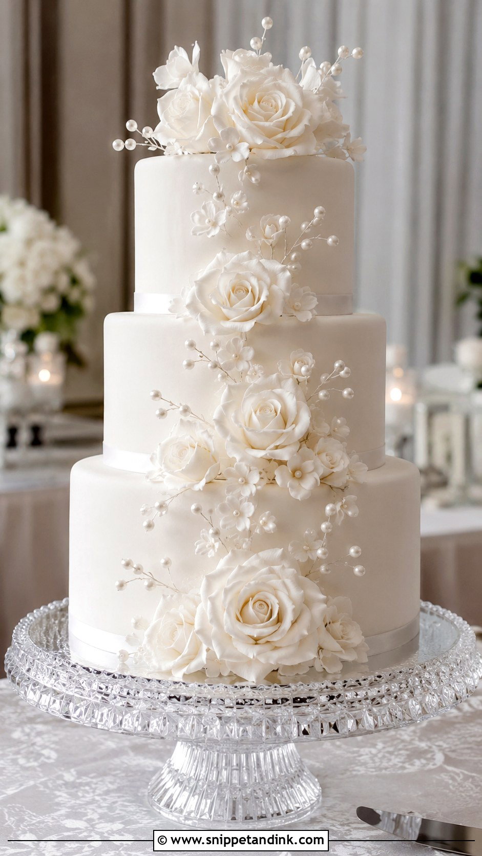 White Rose Wedding Cake With Sugar Flowers - Snippet and Ink - 20 White Roses Cake Ideas for Wedding