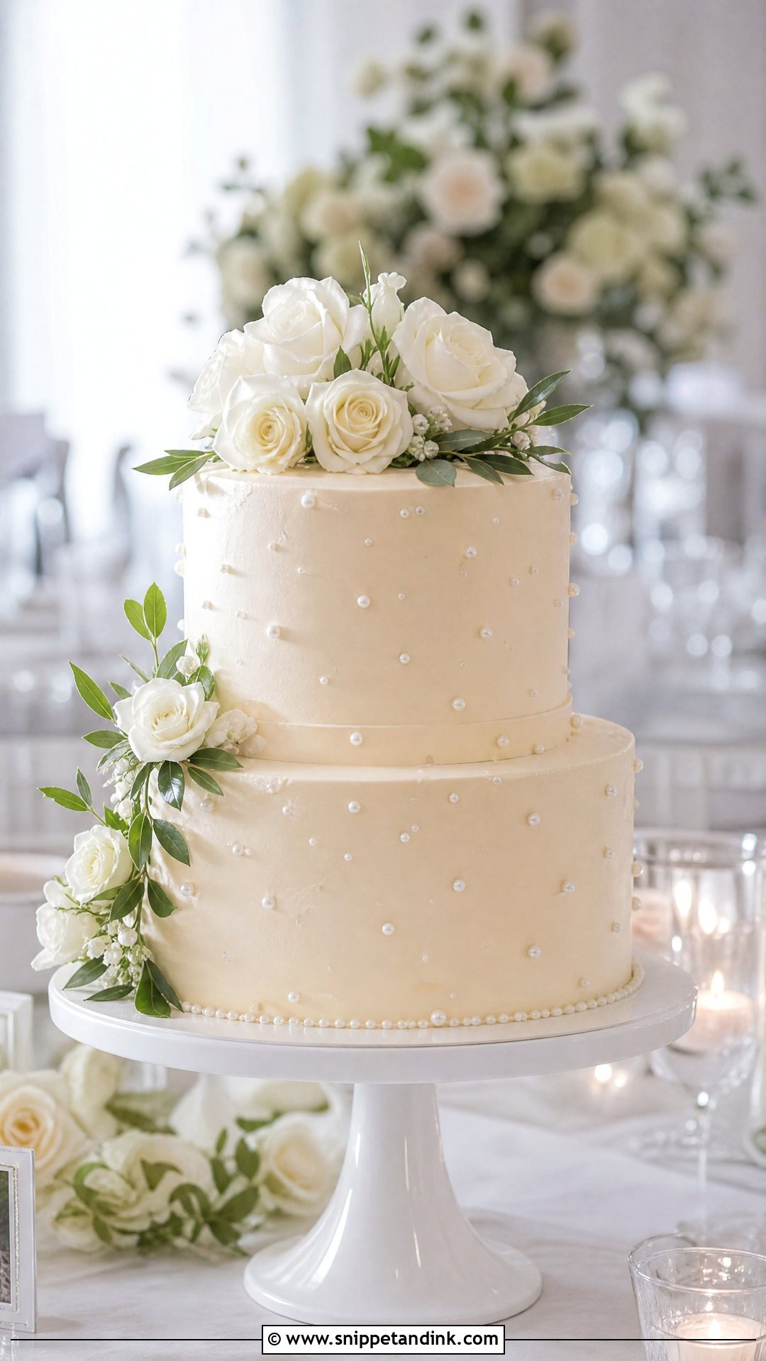 White Rose Wedding Cake - Snippet and Ink - 20 Timeless Wedding Cake Ideas