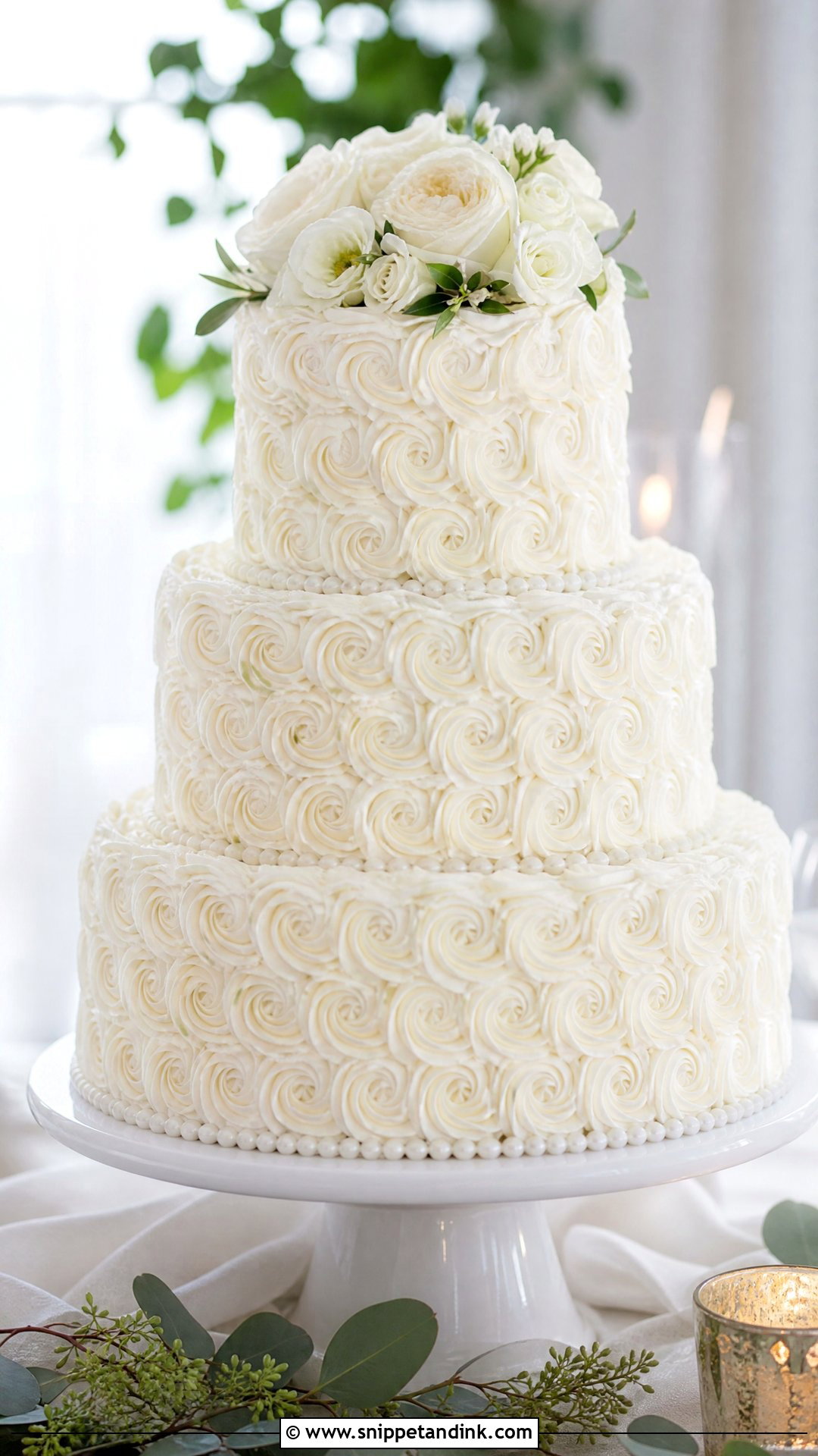 White Rosette Wedding Cake - Snippet and Ink - 30 Rosette Cake Ideas for Wedding