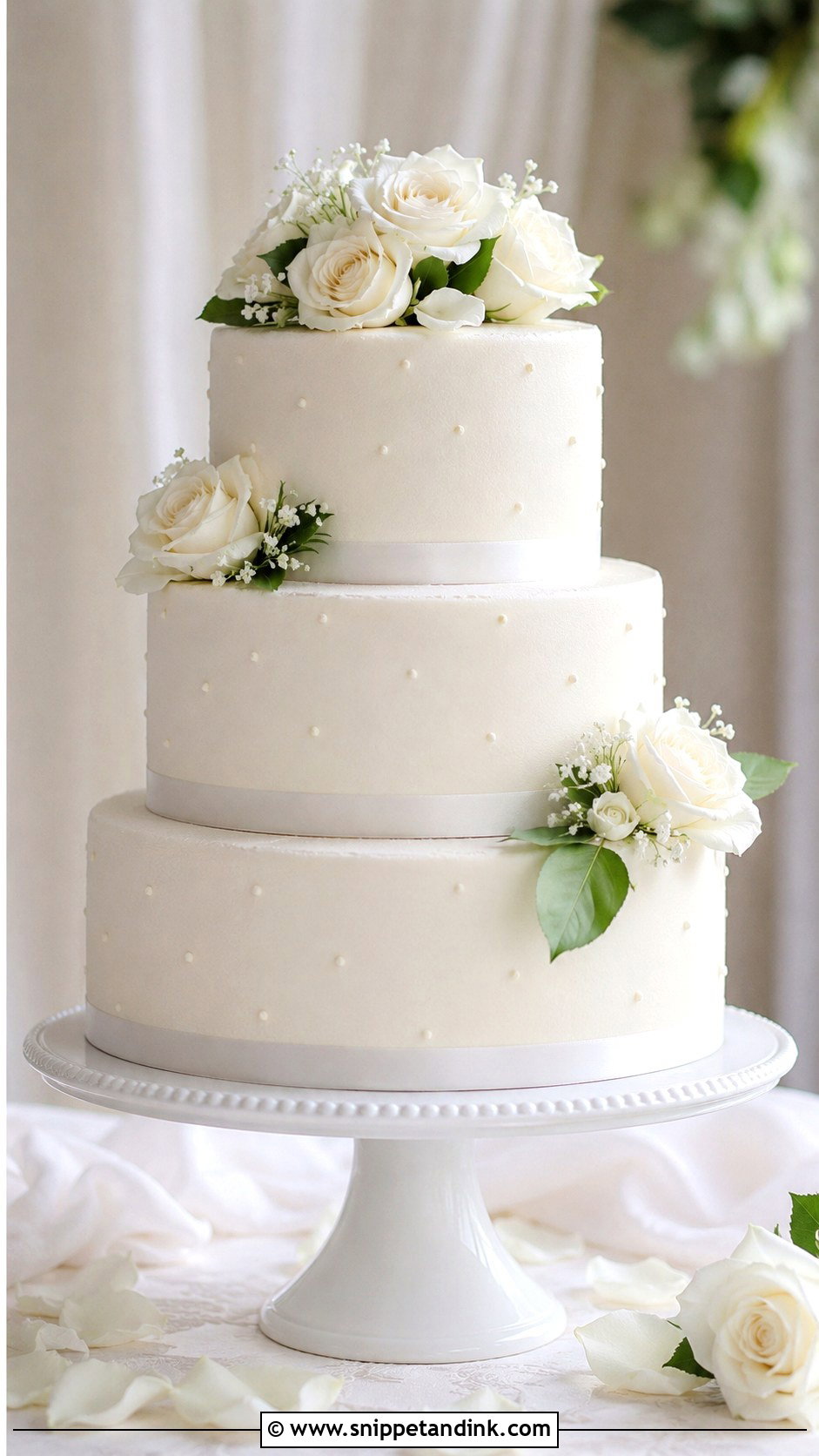 White Round Wedding Cake - Snippet and Ink - 20 White Frosted Cake Ideas for Wedding