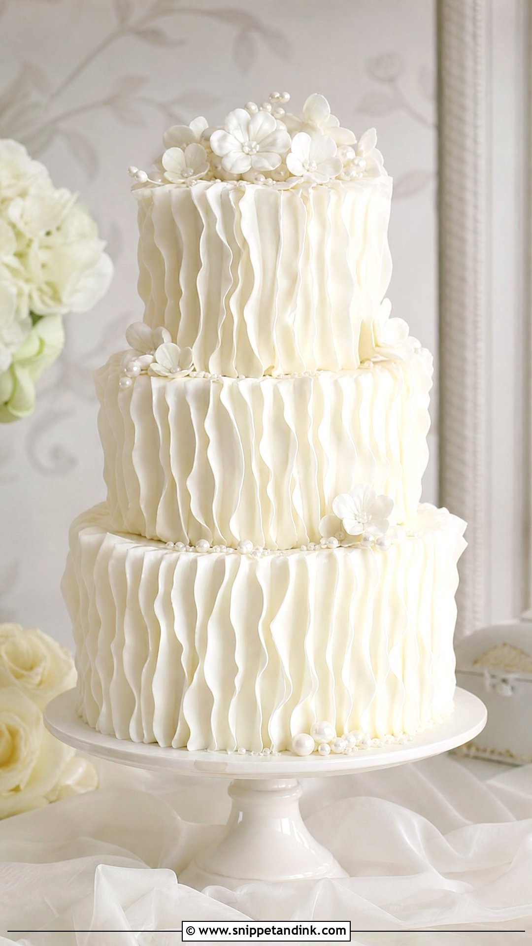 White Ruffle Wedding Cake - Snippet and Ink - 25 White Wedding Cake Ideas