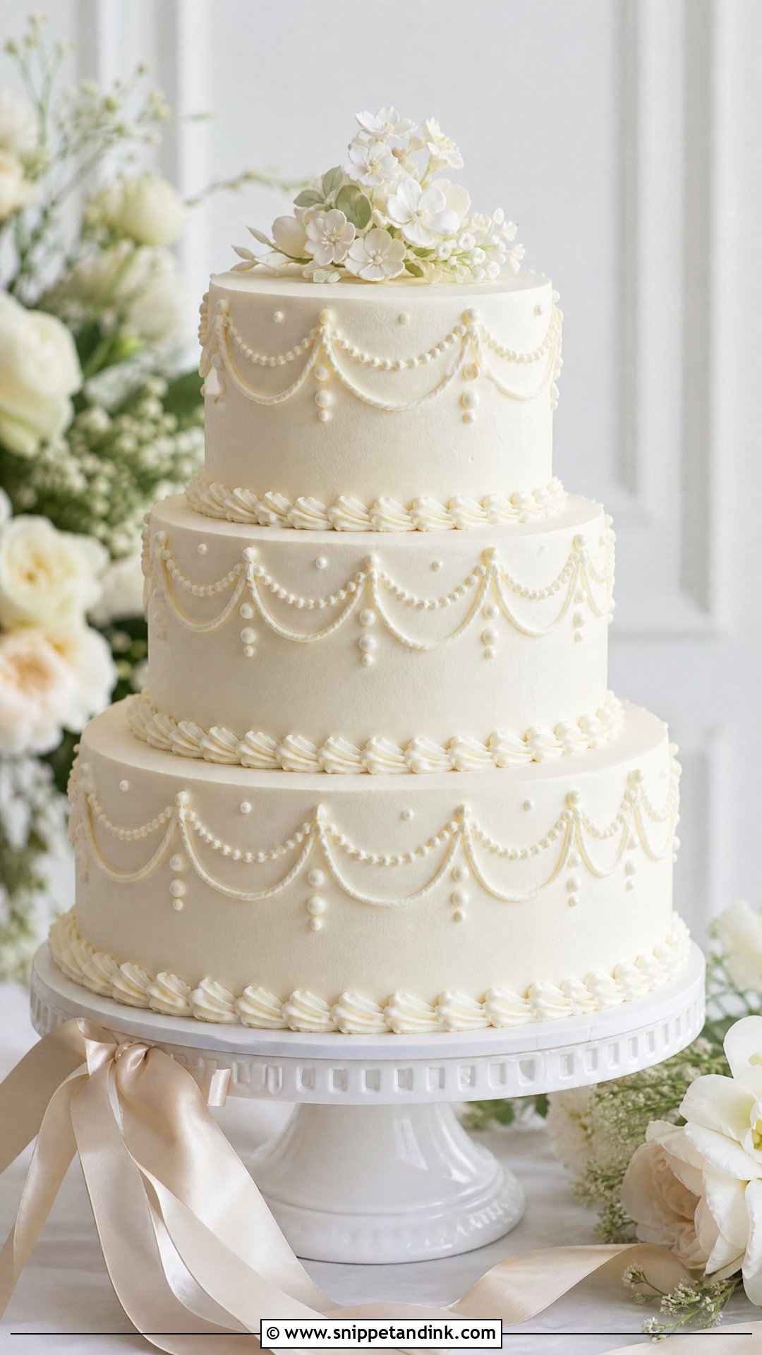 White Scallop Wedding Cake - Snippet and Ink - 30 White Cakes for Wedding