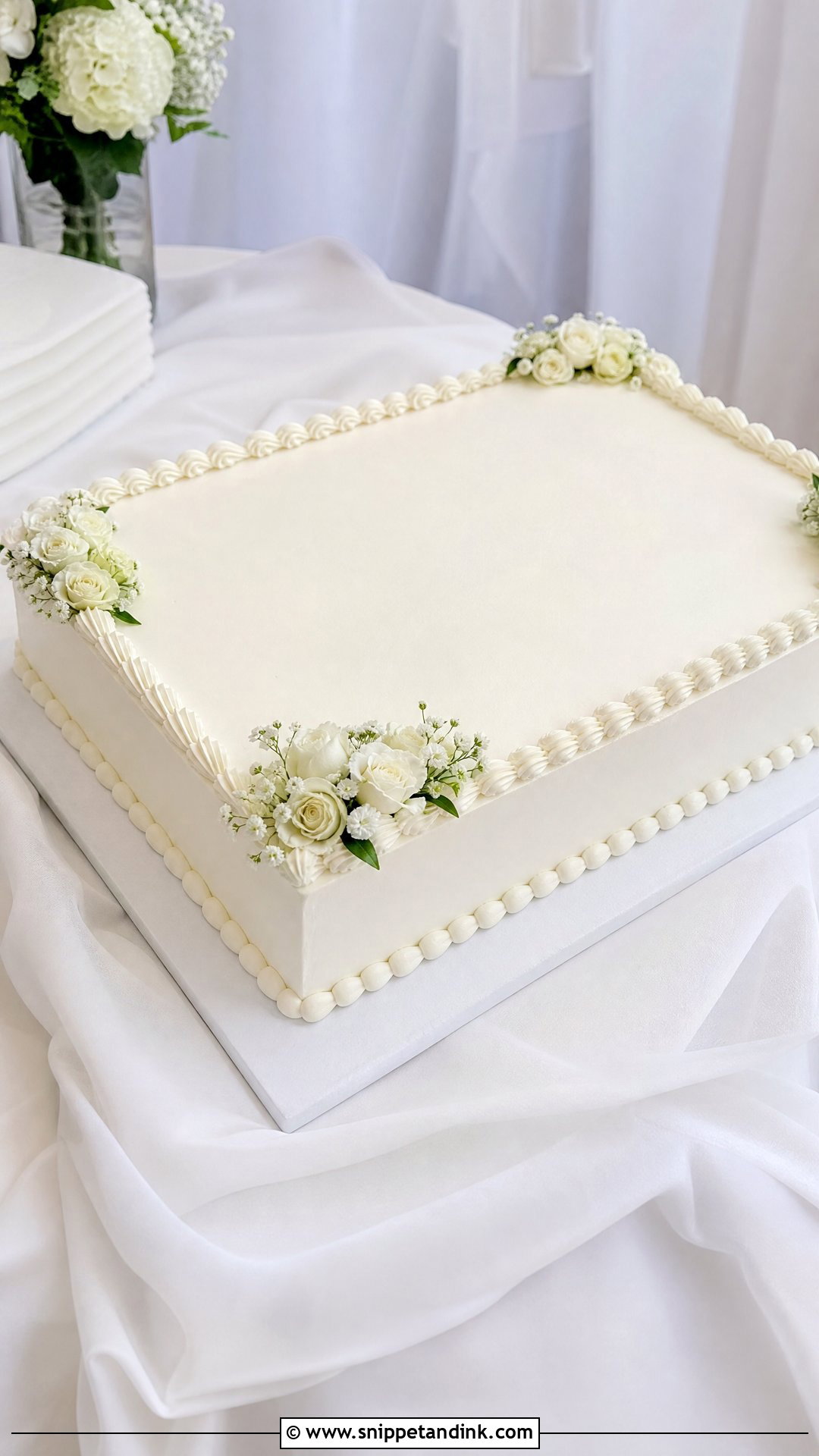 White Sheet Wedding Cake - Snippet and Ink - 20 Simple White Wedding Cake Ideas