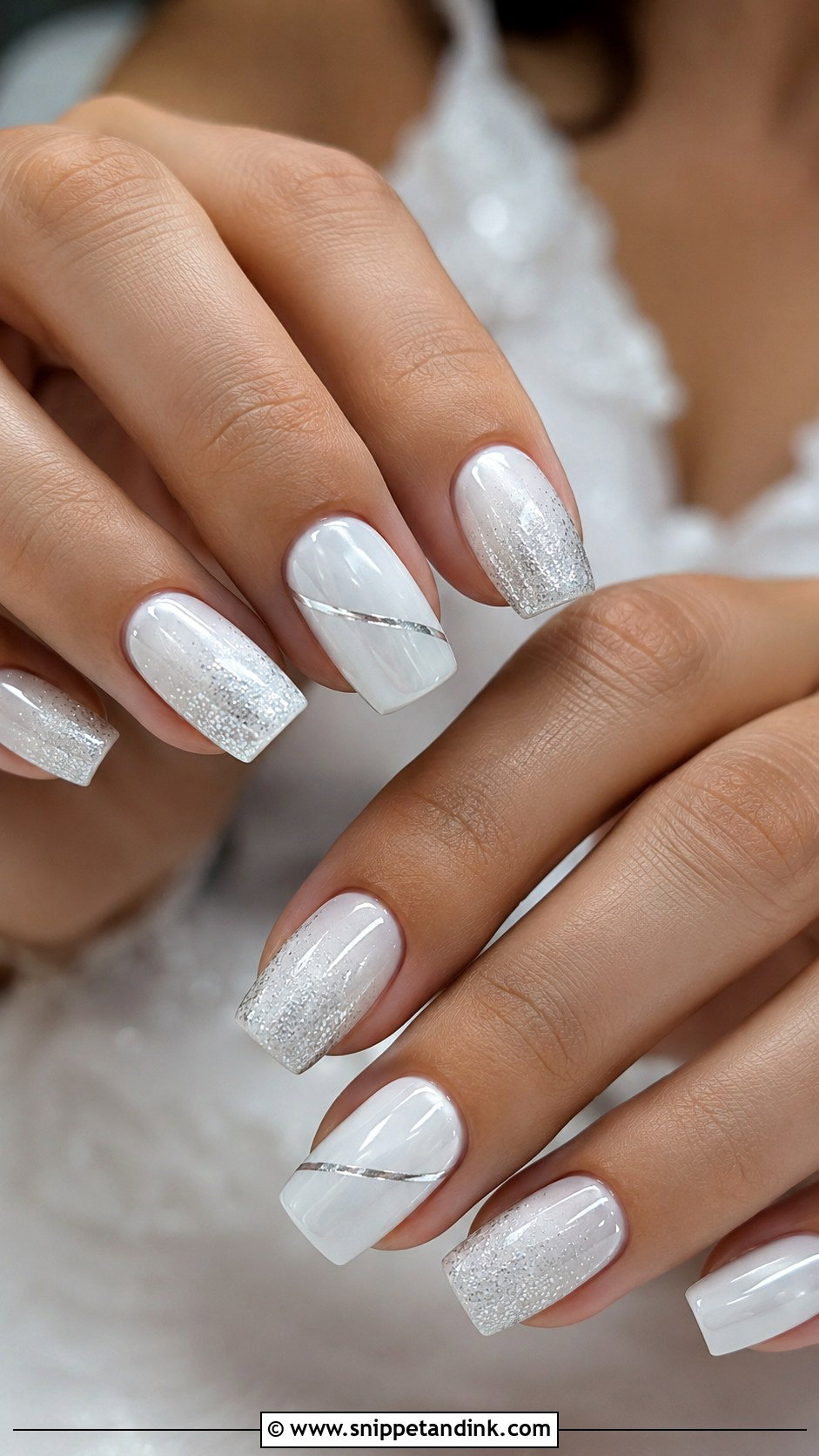 White Silver Wedding Nails - Snippet and Ink - 30 White Wedding Nails