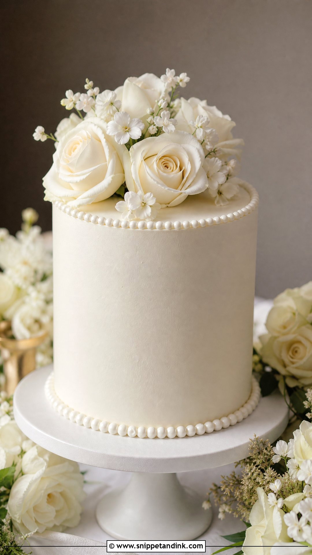 White Single Tier Wedding Cake - Snippet and Ink - 30 White Cakes for Wedding