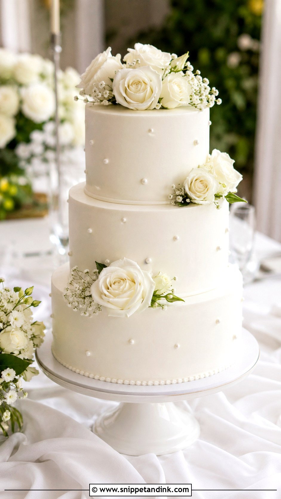 White Smooth Wedding Cake - Snippet and Ink - 20 Smooth Wedding Cake Ideas