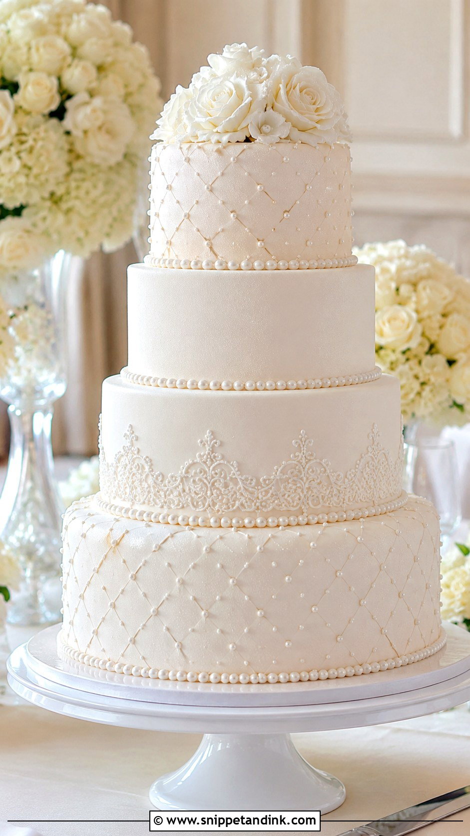 White Sparkle Wedding Cake - Snippet and Ink - 30 Sparkle Wedding Cake Ideas