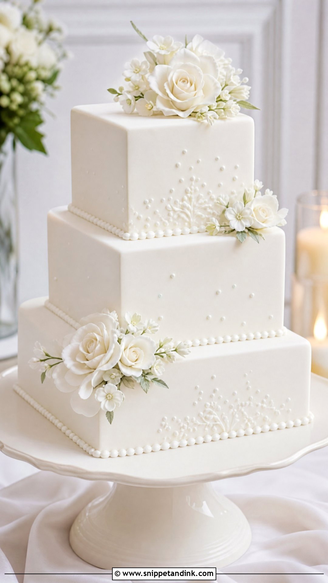 White Square Wedding Cake - Snippet and Ink - 20 Square Wedding Cakes