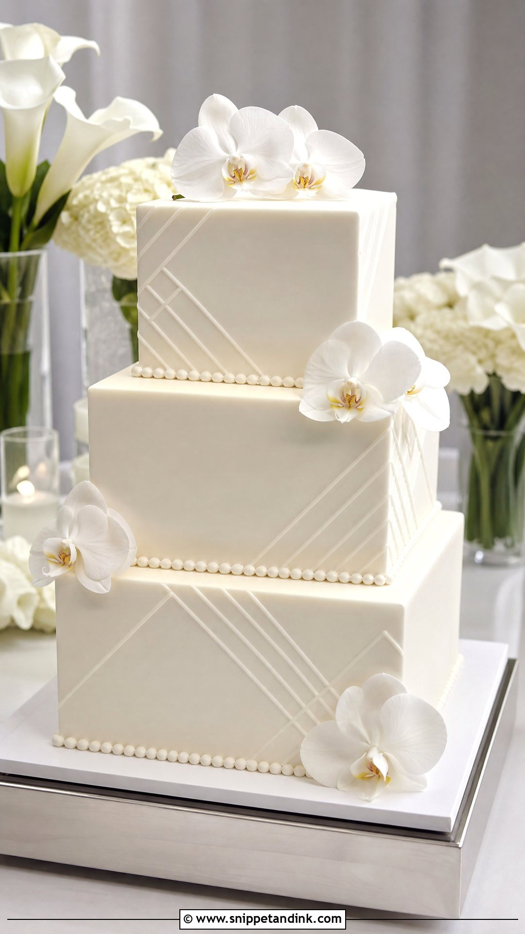 White Square Wedding Cake - Snippet and Ink - 25 White Wedding Cake Ideas
