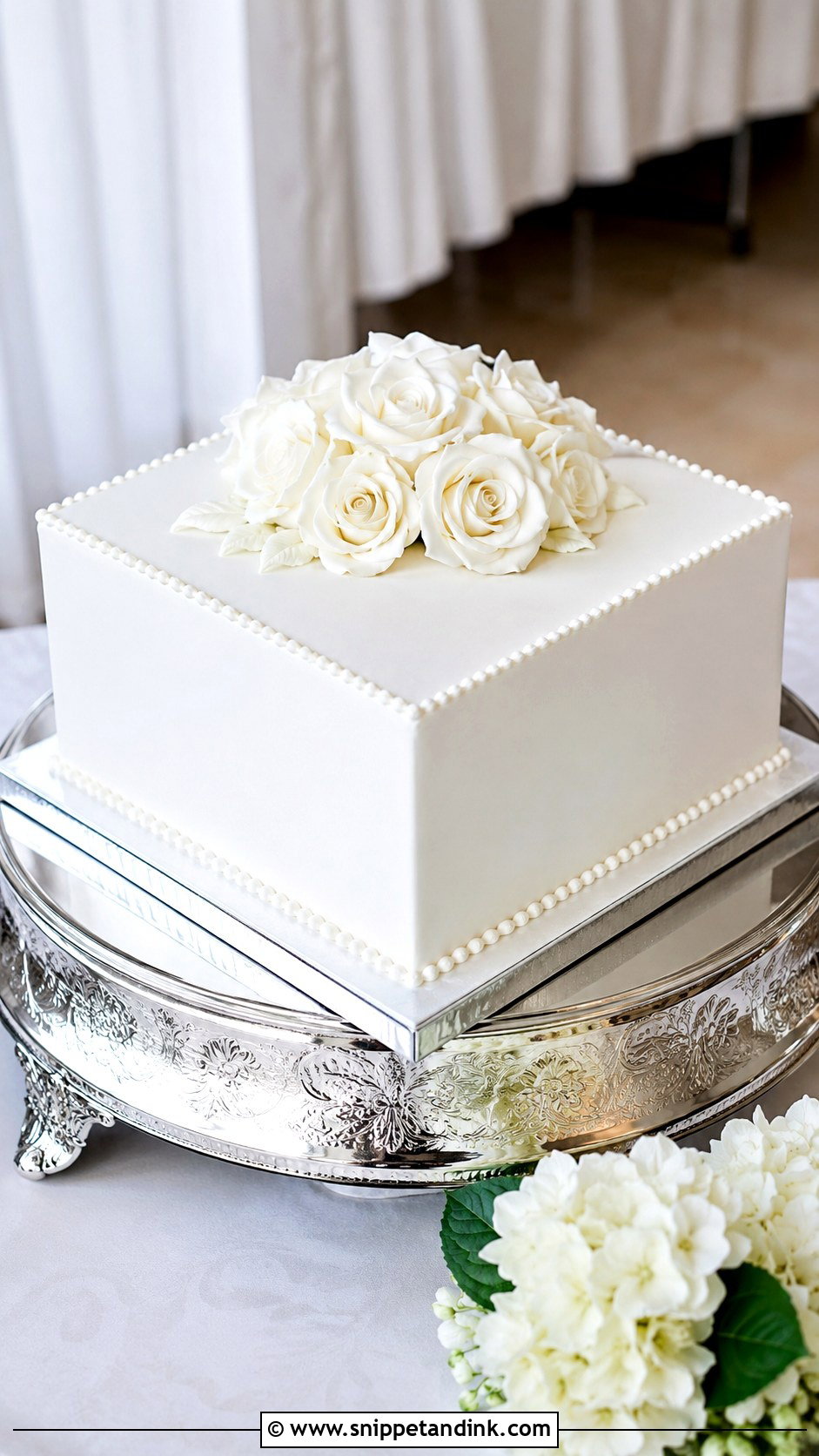 White Square Wedding Cake - Snippet and Ink - 30 Square Wedding Cakes 1 Tier