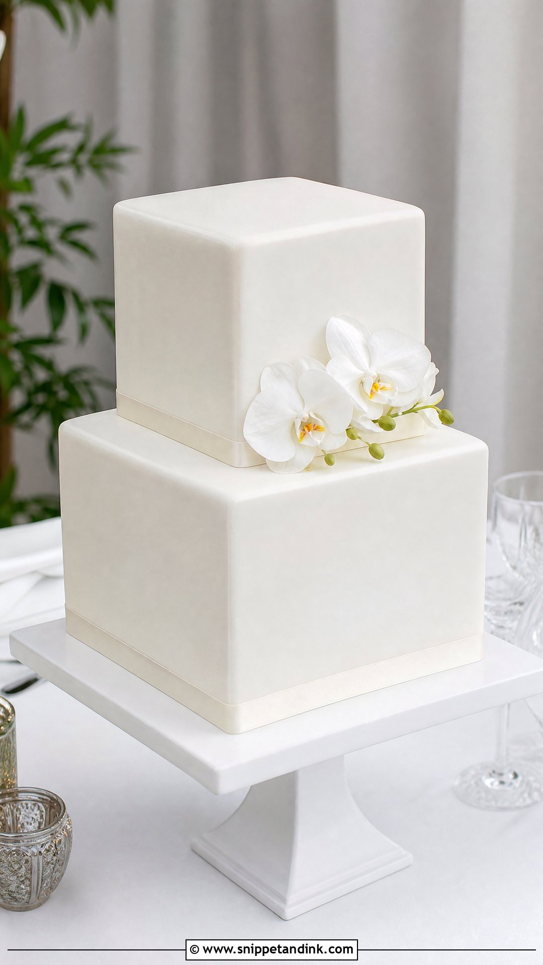 White Square Wedding Cake - Snippet and Ink - 20 Simple White Wedding Cake Ideas