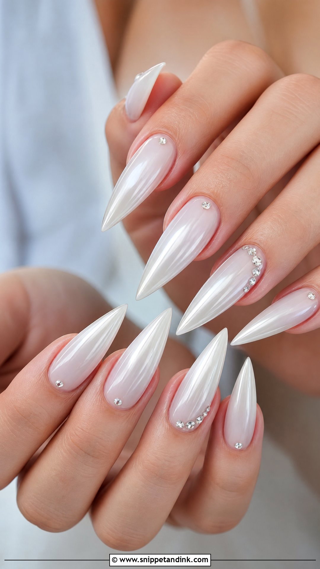 White Stiletto Wedding Nails - Snippet and Ink - 25 Elegant White Wedding Nail Art Ideas