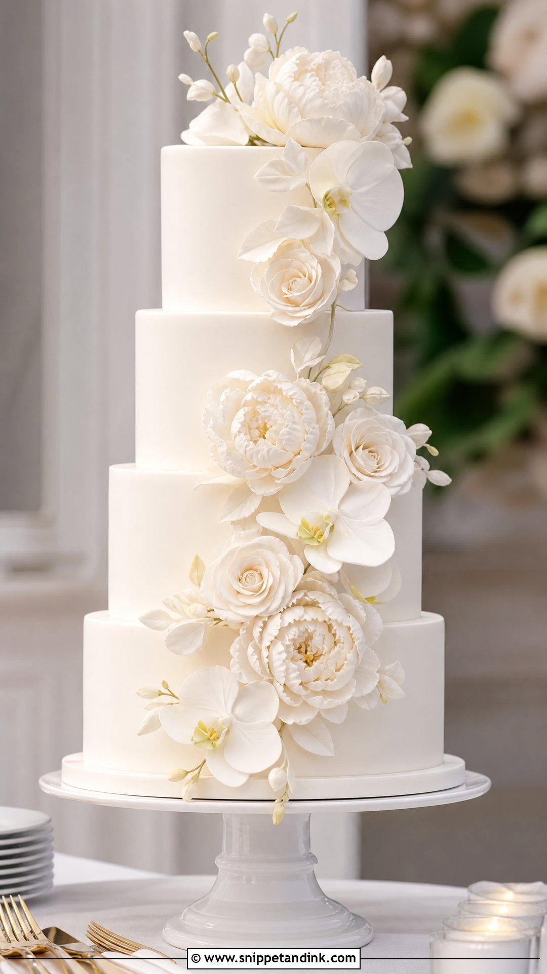 White Sugar Flower Wedding Cake - Snippet and Ink - 30 White Cakes for Wedding