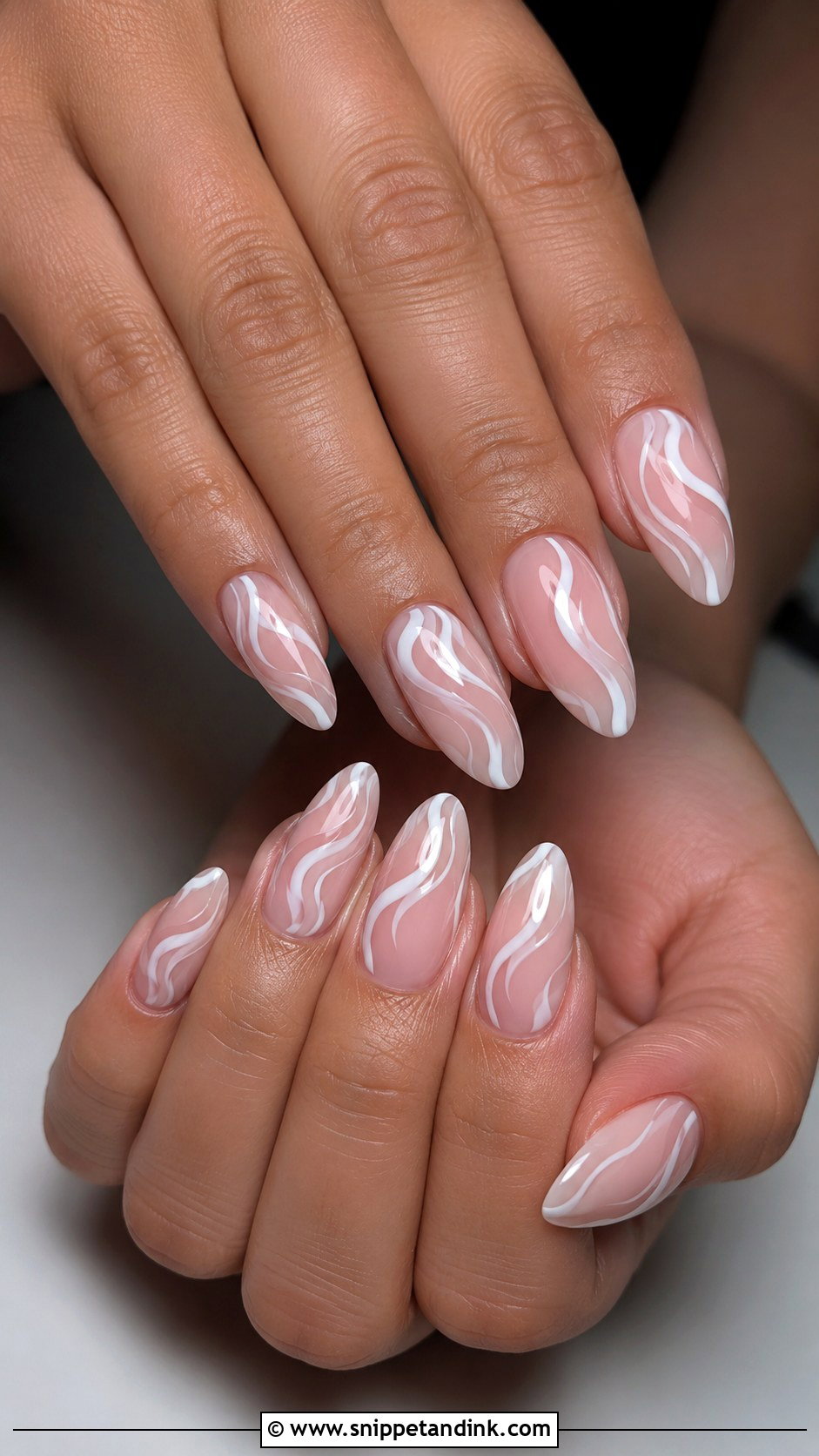 White Swirl Acrylic Wedding Nails - Snippet and Ink - 20 Acrylic Nails for Wedding