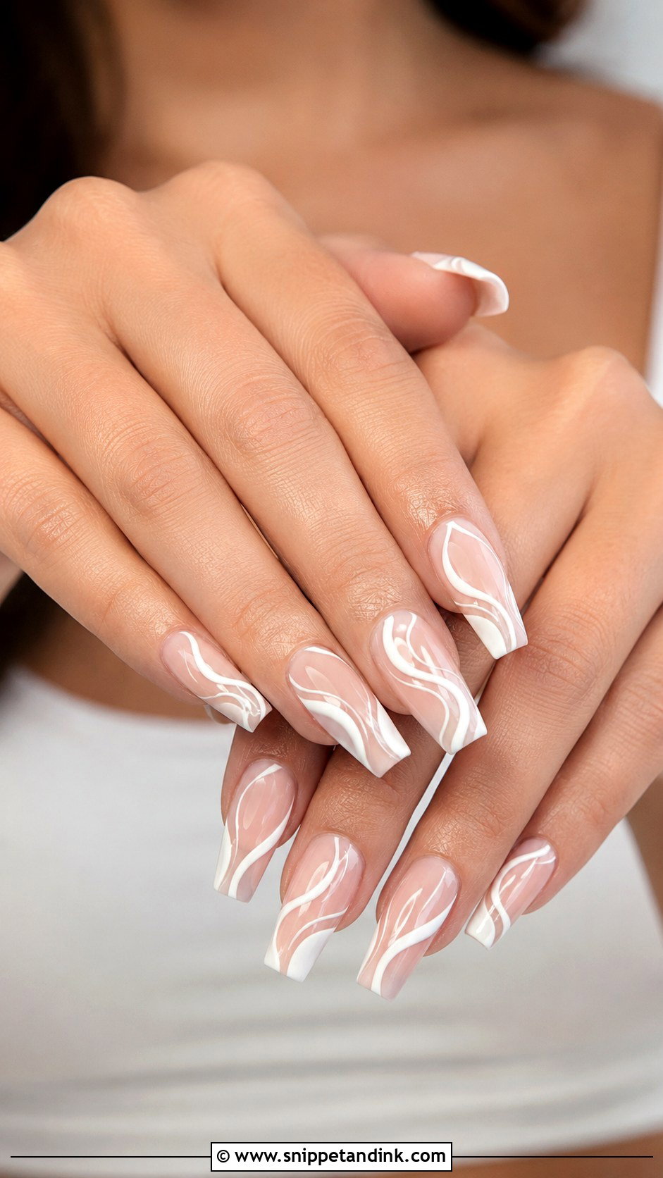 White Swirl Bachelorette Nails For Bride - Snippet and Ink - 30 Bachelorette Nails the Bride