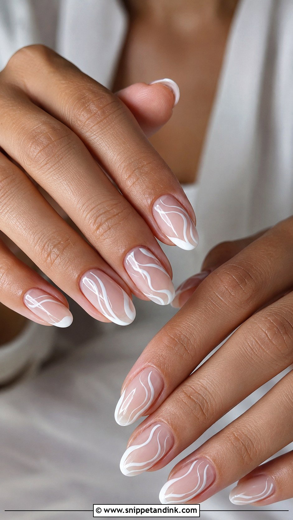 White Swirl Bridal Nails - Snippet and Ink - 20 White Bridal Wedding Nails
