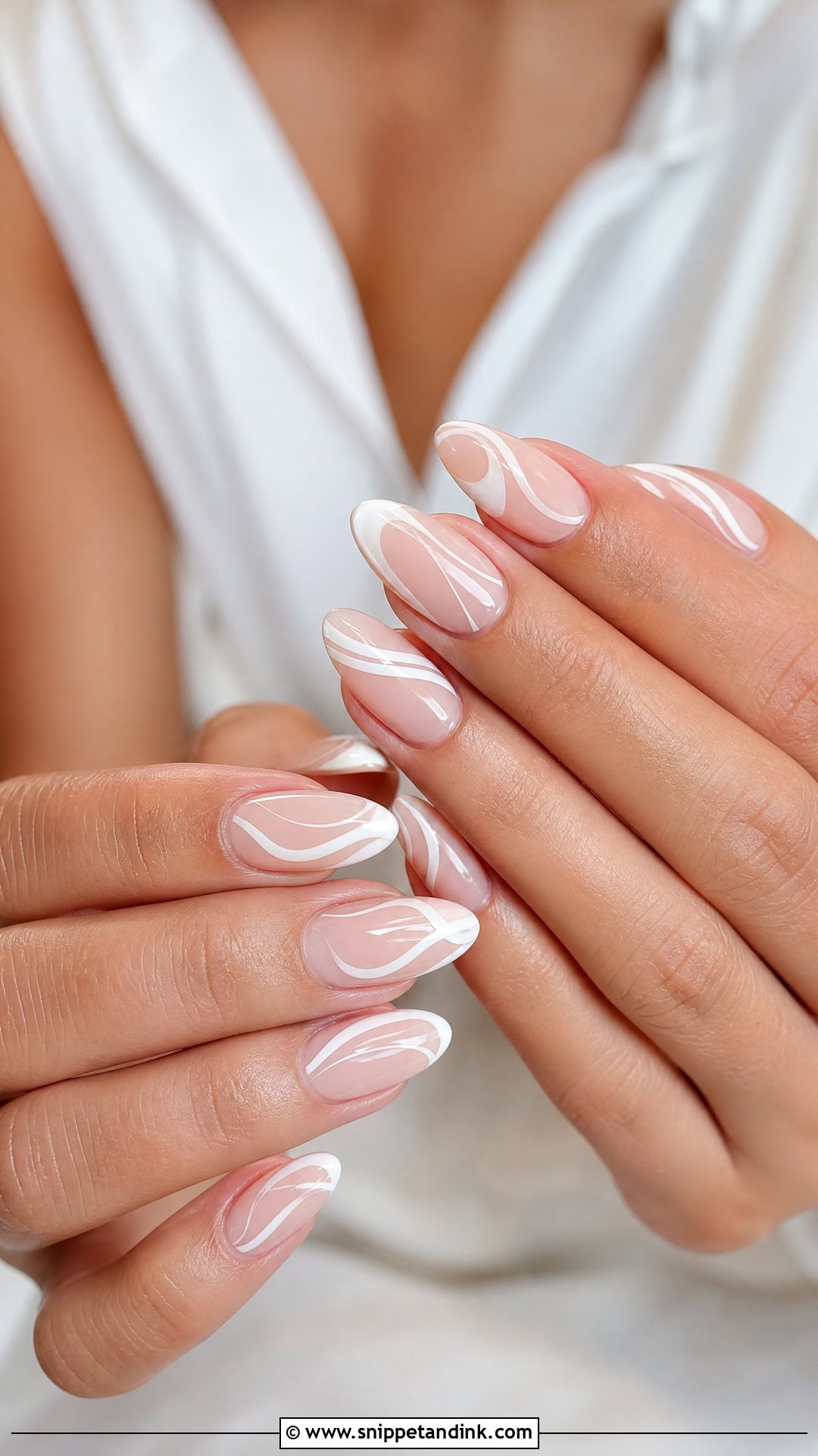 White Swirl Bridal Nails - Snippet and Ink - 25 Bridal Nails 2025