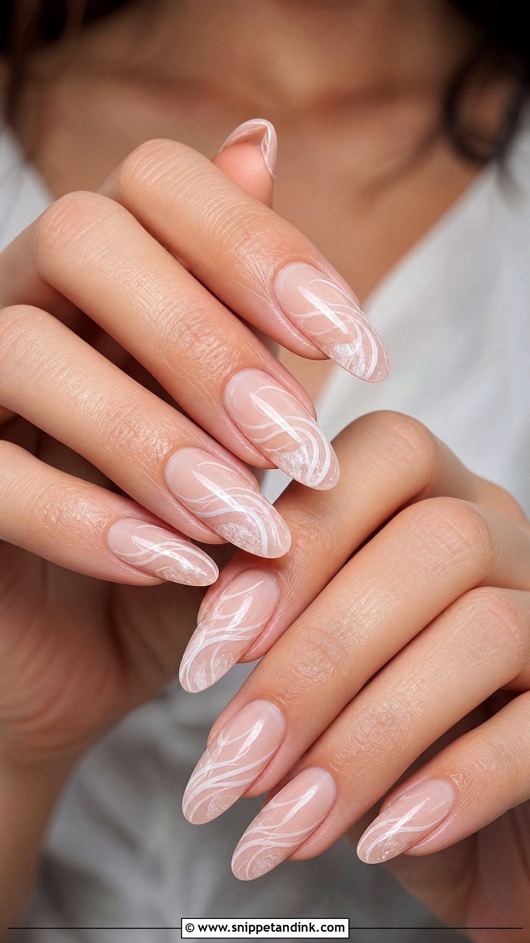 White Swirl Bridal Nails - Snippet and Ink - 25 Fun Bridal Nails