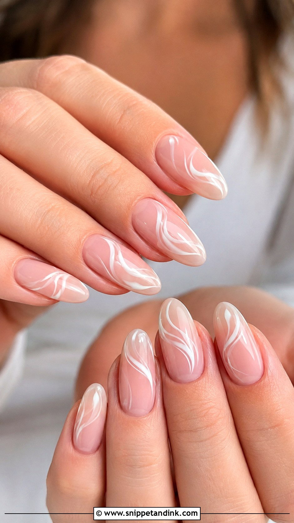White Swirl Pink Bridal Wedding Nails - Snippet and Ink - 20 Elegant White Pink Bridal Wedding Nails