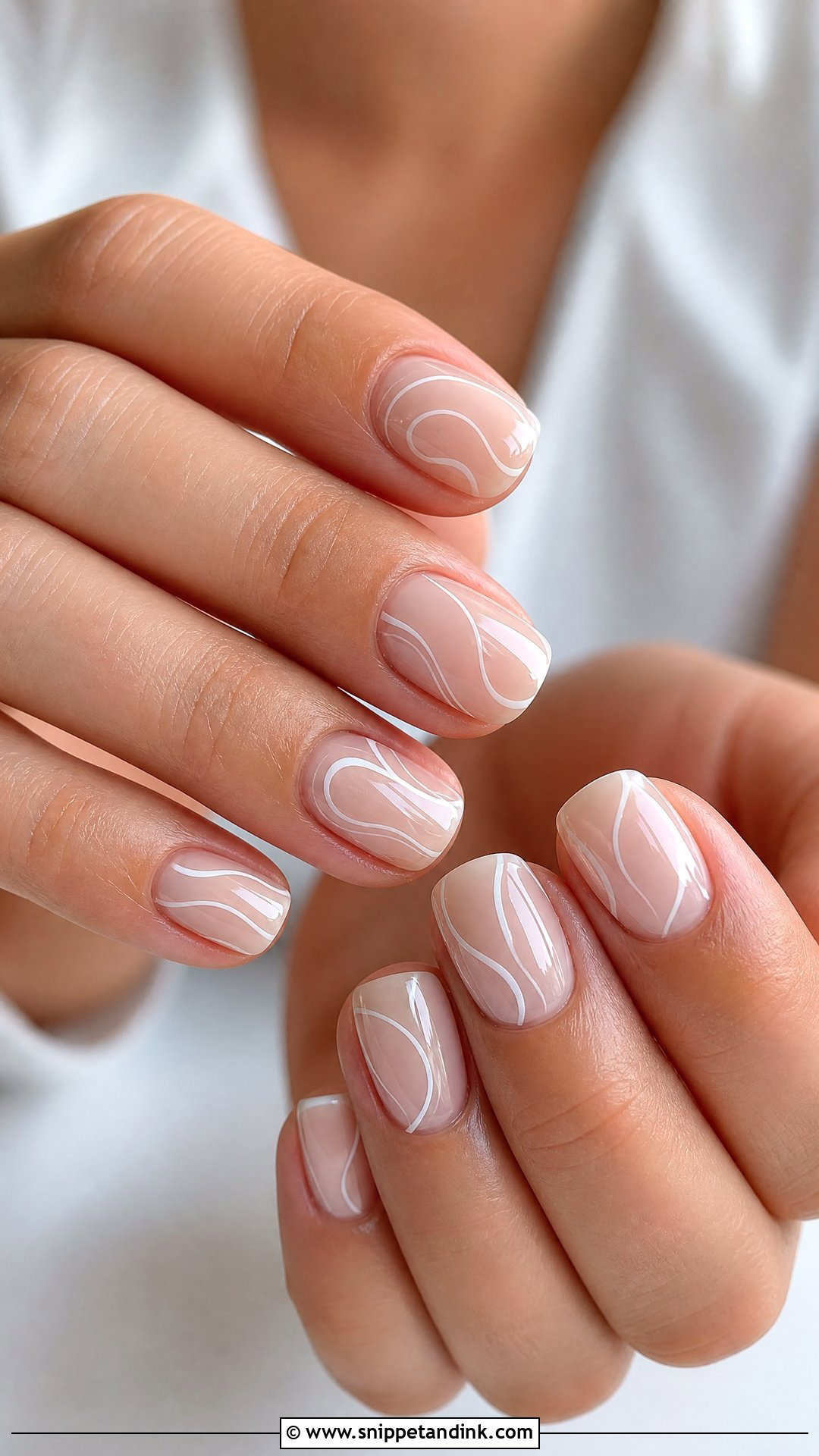 White Swirl Short Bridal Nails - Snippet and Ink - 25 Short Bridal Nails