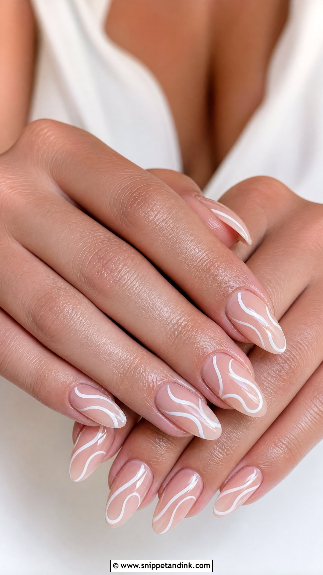 White Swirl Wedding Nails - Snippet and Ink - 30 Wedding Day Nails for Bride