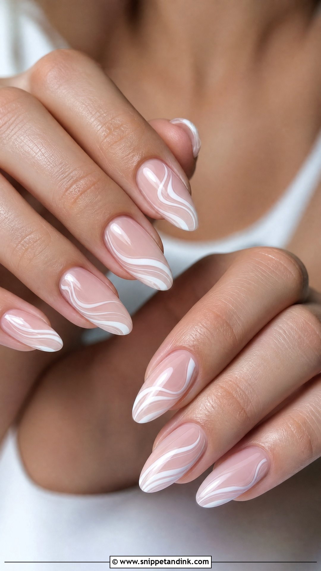 White Swirl Wedding Nails - Snippet and Ink - 35 Nail Art Wedding Ideas