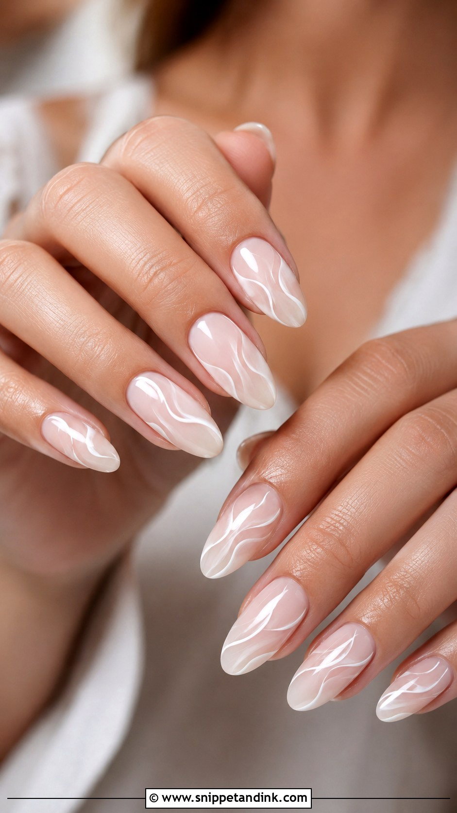 White Swirl Wedding Nails - Snippet and Ink - 20 White Nails for Wedding