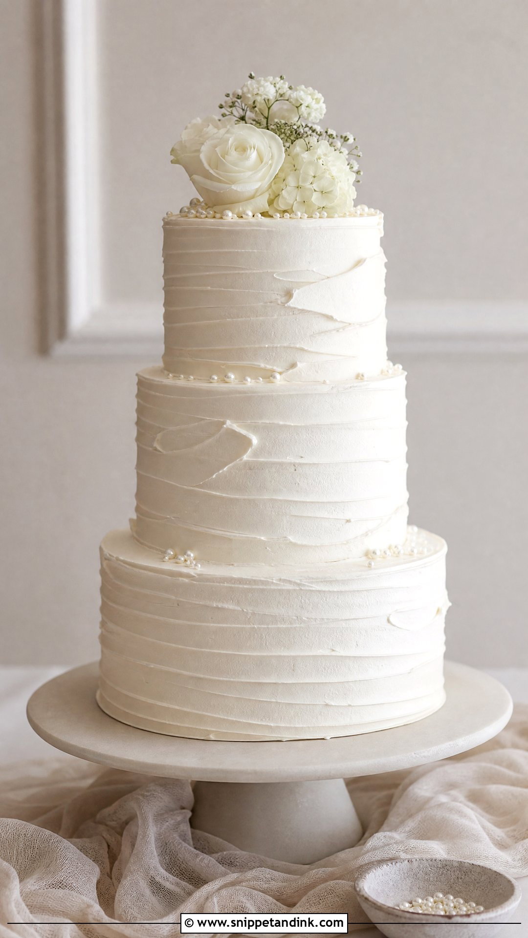 White Textured Wedding Cake - Snippet and Ink - 30 White Cakes for Wedding