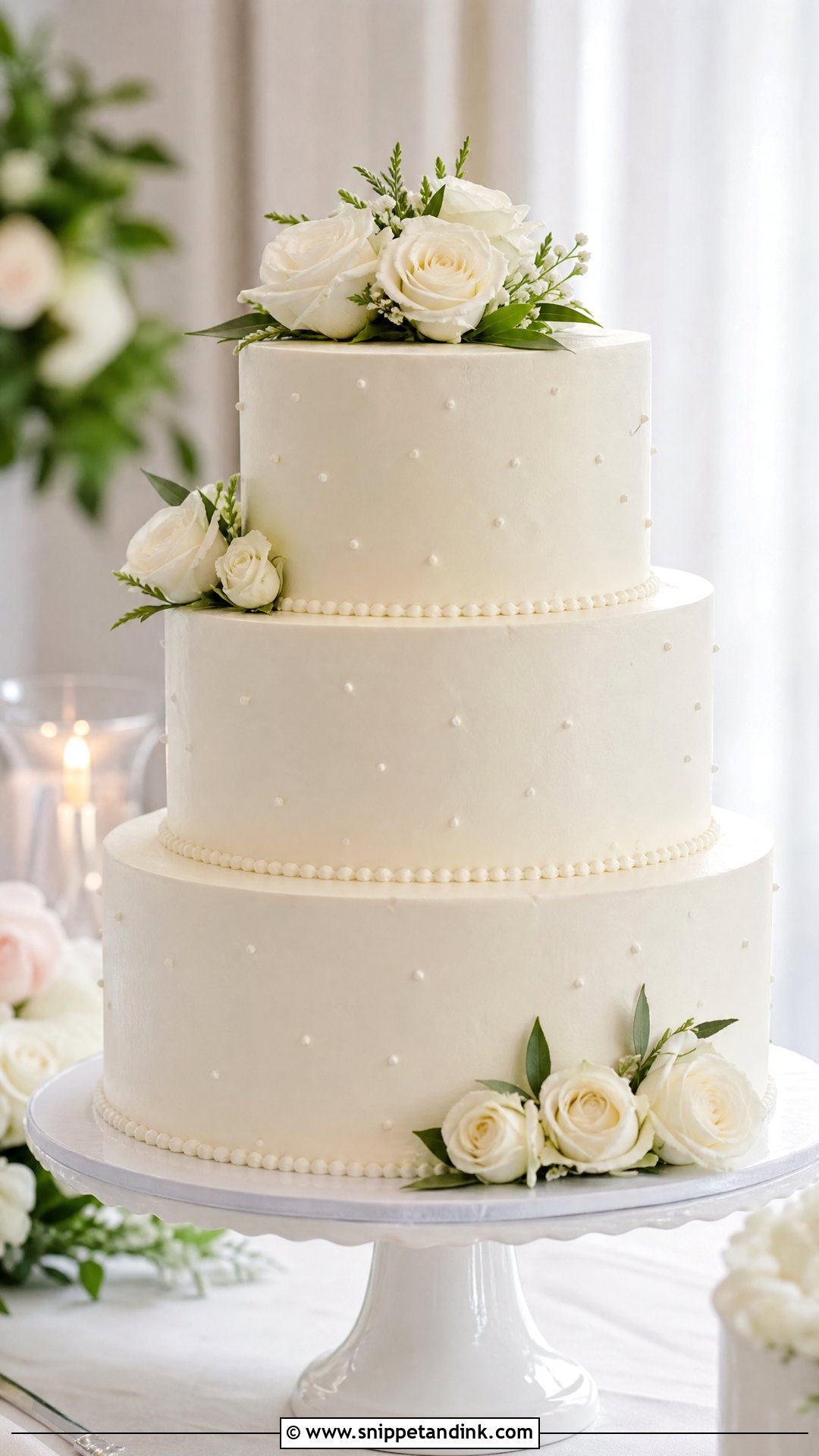 White Tiered Wedding Cake - Snippet and Ink - 25 Classy Wedding Cakes